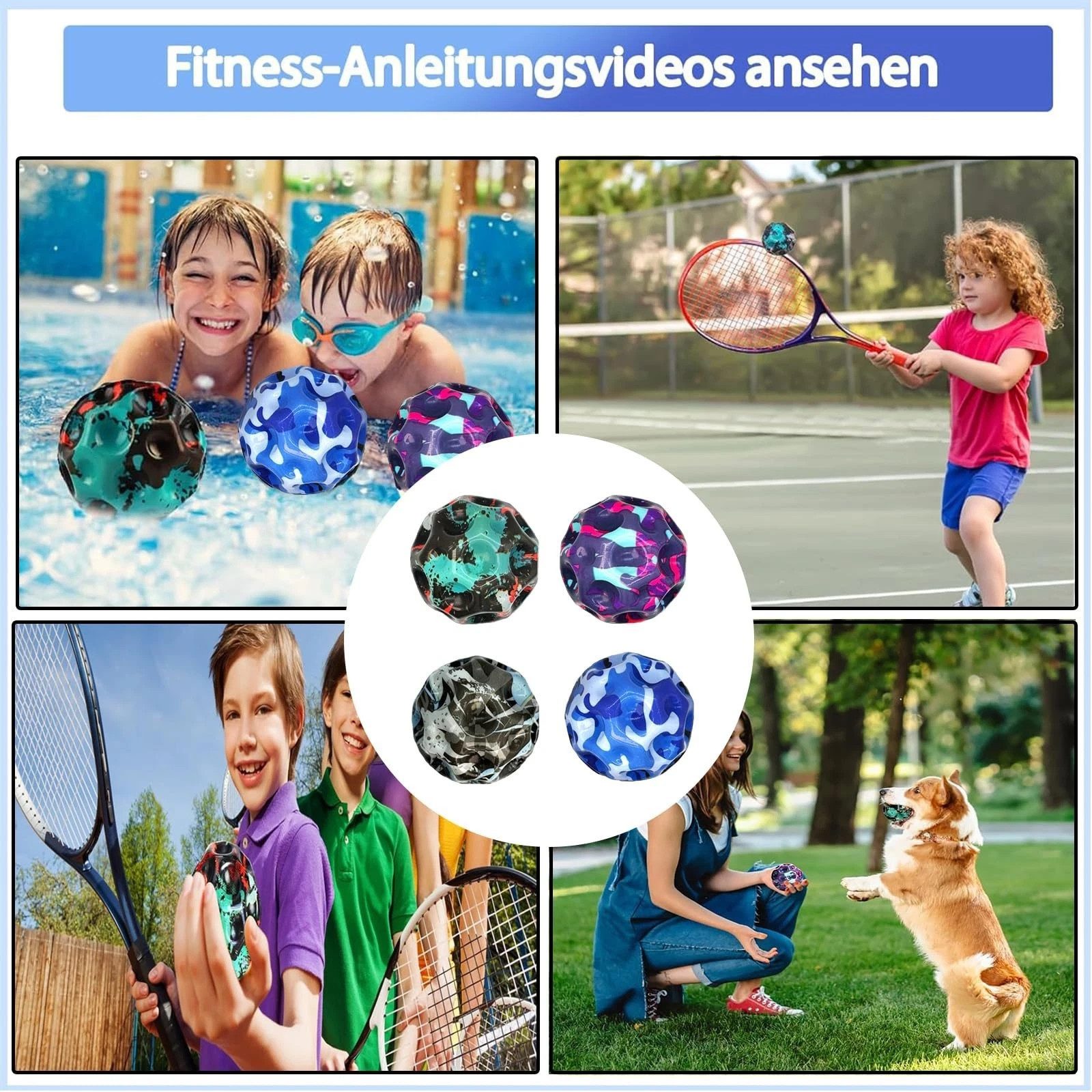 Bundviel Spielball Hohe Sprungball Extreme Sprünge Ball Kinder Sporttraining,Sportarten (4-St)