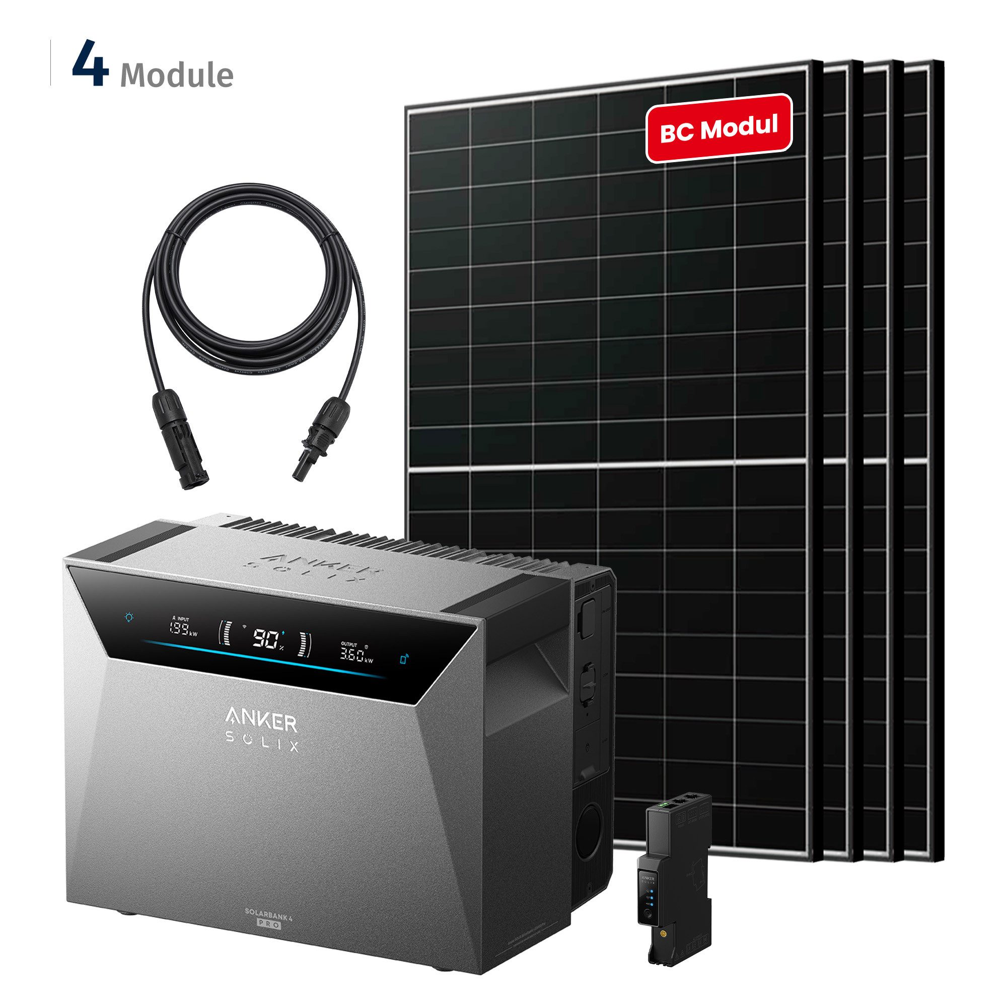 SolarMars Balkonkraftwerk 2000W mit Speicher 5kWh Anker Solix 4 Pro mit LONGI BC-PV Module