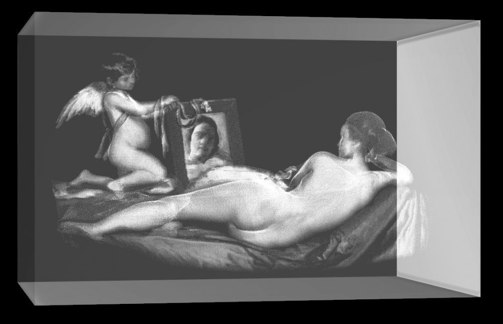VIP-LASER Dekofigur 3D Glasquader Venus vor dem Spiegel Diego Velázquez, Hochwertige Geschenkbox, Made in Germany, Familienbetrieb