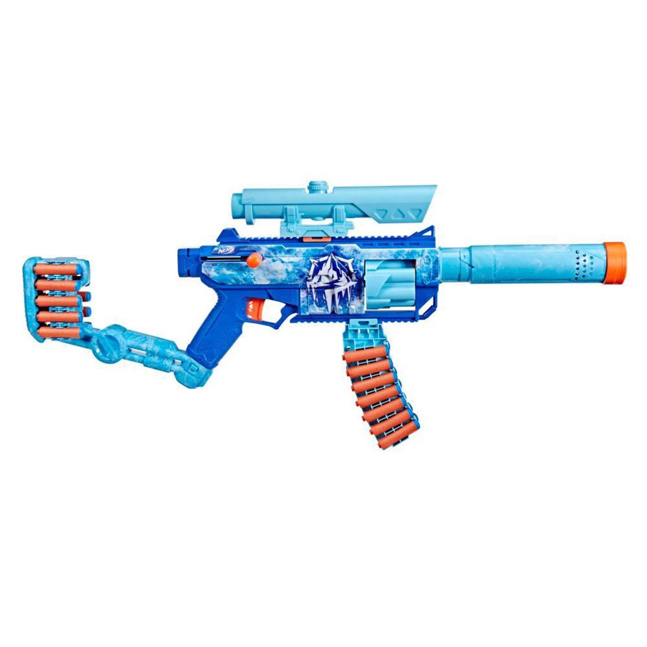 Hasbro Blaster Modularer Frost Fusion Bolzen-Blaster mit 30 N1 Da, Der modulare Nerf Loadout FrostFusion Blaster bietet über 1000 Kombin
