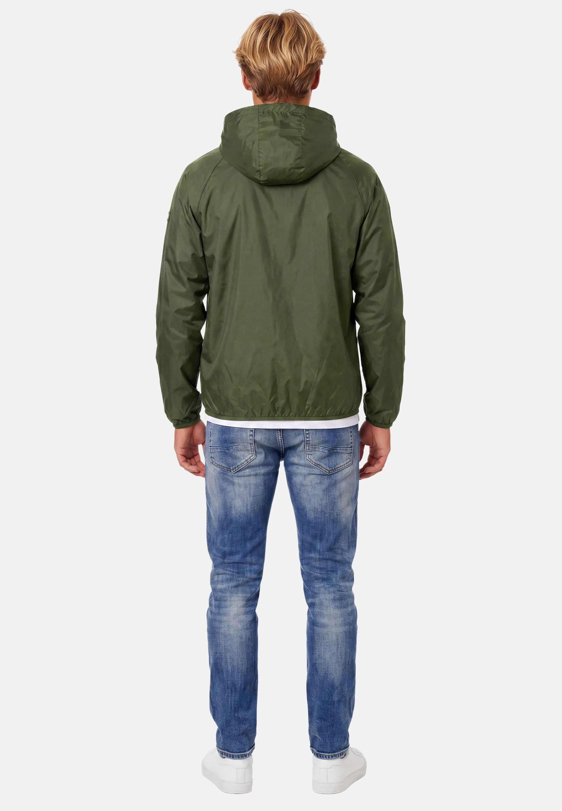 Arctic Seven Regenjacke Herren leicht mit Kapuze – Wasserabweisende Outdoorjacke mit hochstehendem Kragen – Bild 4 von 5