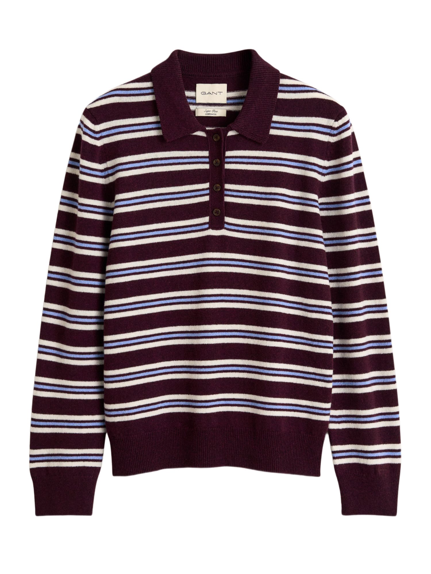Gant Strickpullover bunt,Casual,Wolle,Gestreift,Polokragen,Langarm,Regular Fit