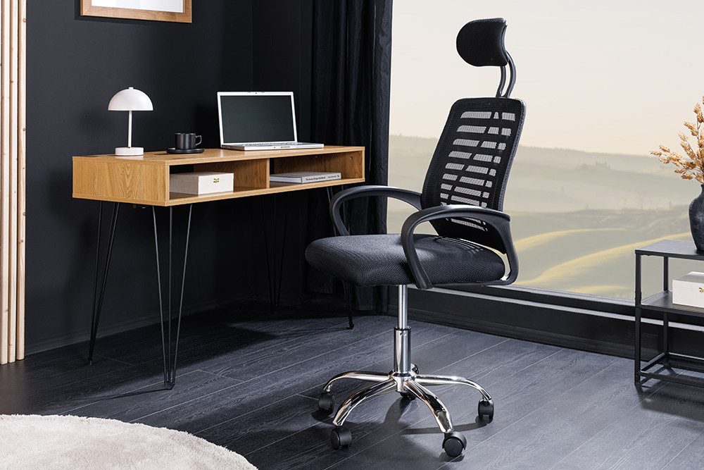 riess-ambiente Bürostuhl YOGA schwarz - höhenverstellbar, drehbar, ergonomisch, mit Armlehne (Einzelartikel, 1 St), verstellbarer Bürostuhl mit Rollen - ideal für Arbeitszimmer und Büro