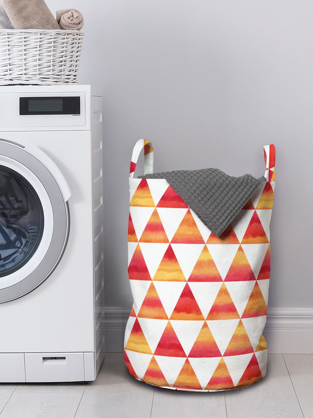 Wäschesäckchen Dreieck geometrische Waschsalons, Kordelzugverschluss mit Abstrakt Wäschekorb Abakuhaus für Griffen Kunst
