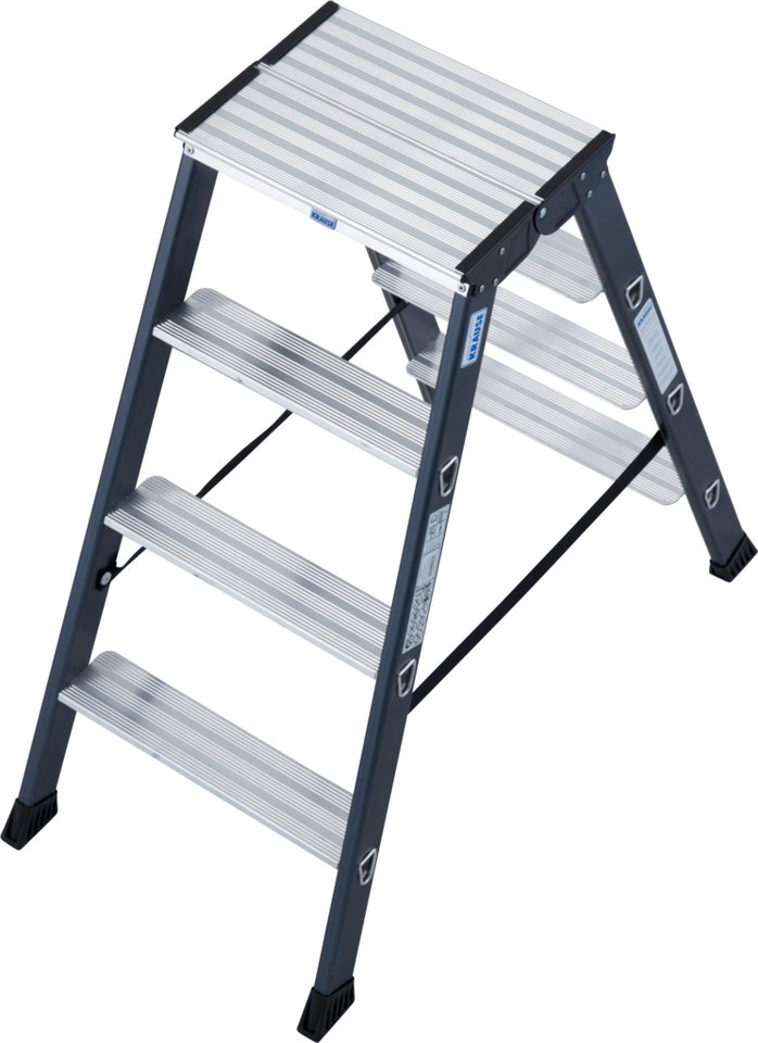 KRAUSE Doppelleiter SePro D, Alu eloxiert, 2x4 Stufen, Arbeitshöe ca. 241 cm