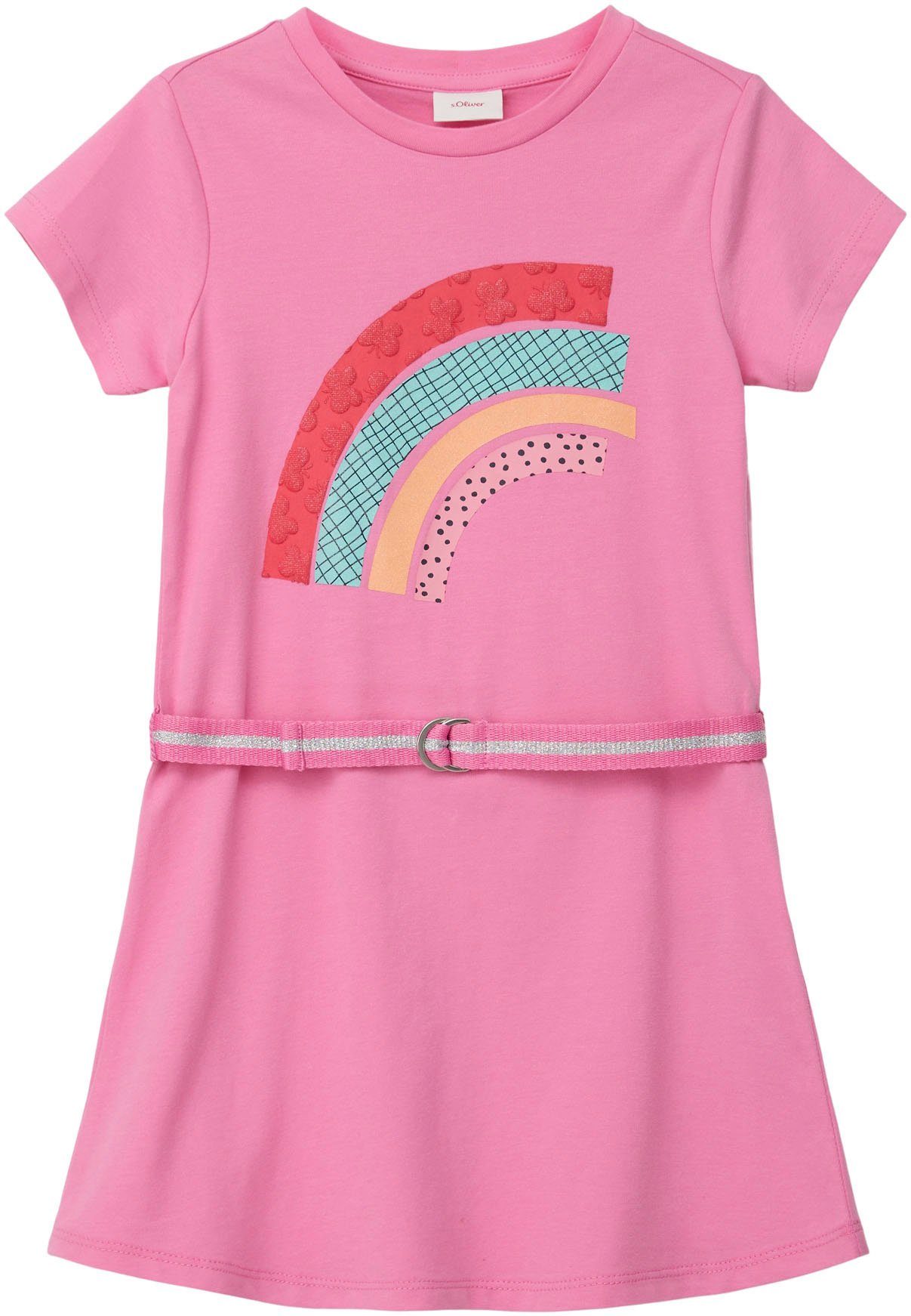 s.Oliver Junior Jerseykleid mit Glitzer-Gürtel