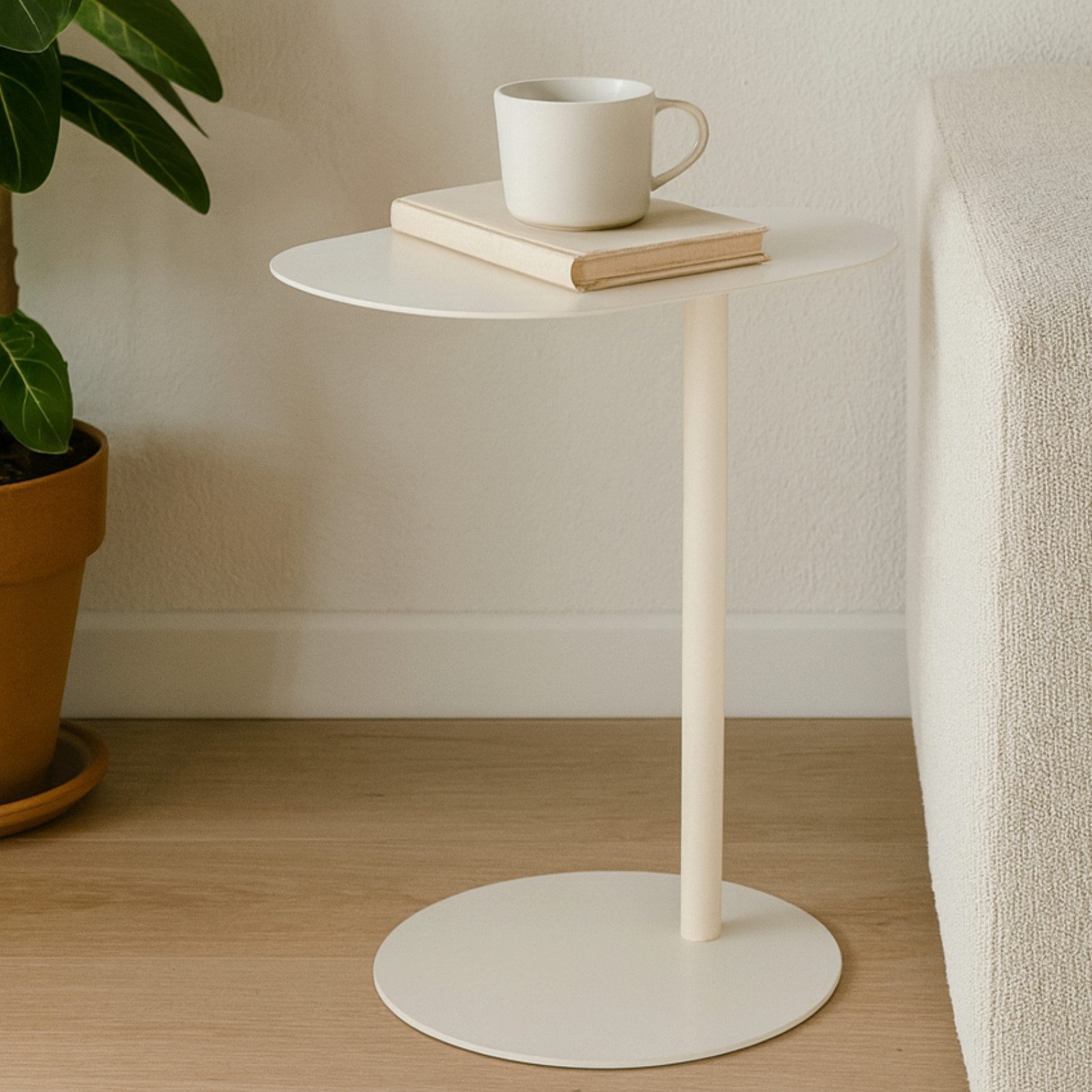 Koopman Beistelltisch Sofatisch Metalltisch Oval 53x35x25 cm Beige / Schwar günstig online kaufen