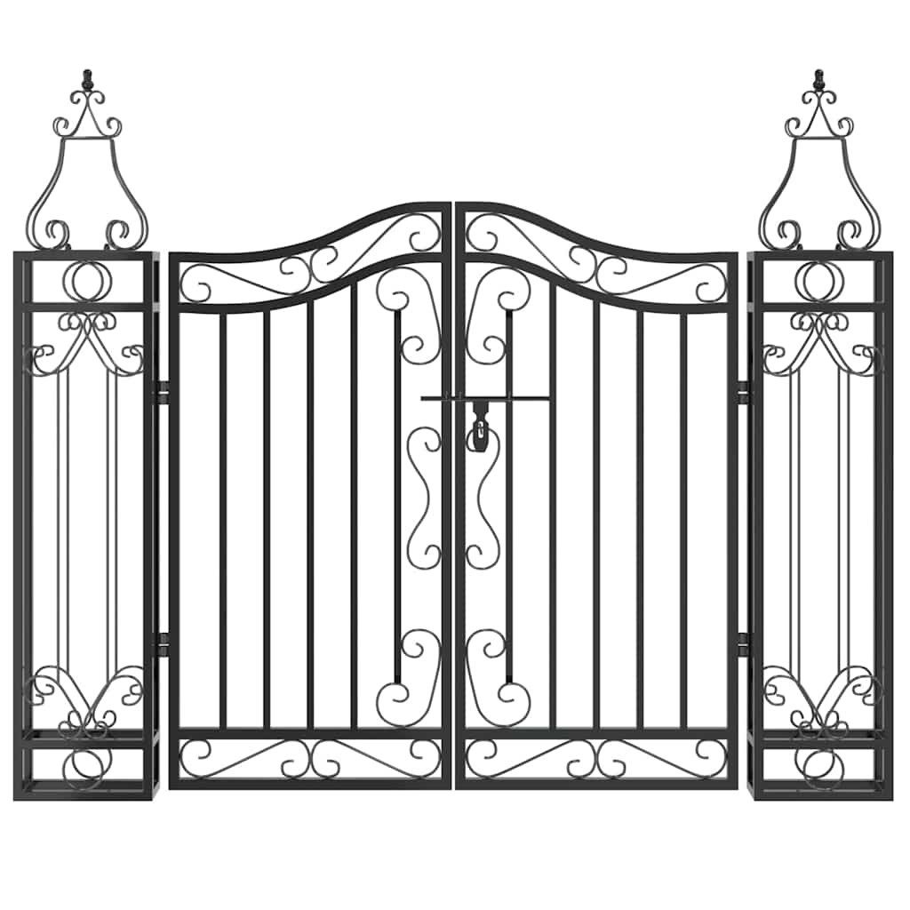 furnicato Gartentor Dekoratives aus Schmiedeeisen 121x8x100 cm Schwarz, Korrosionsbeständige Pforte mit Bolzenverriegelung für die Terrasse – Bild 3 von 5