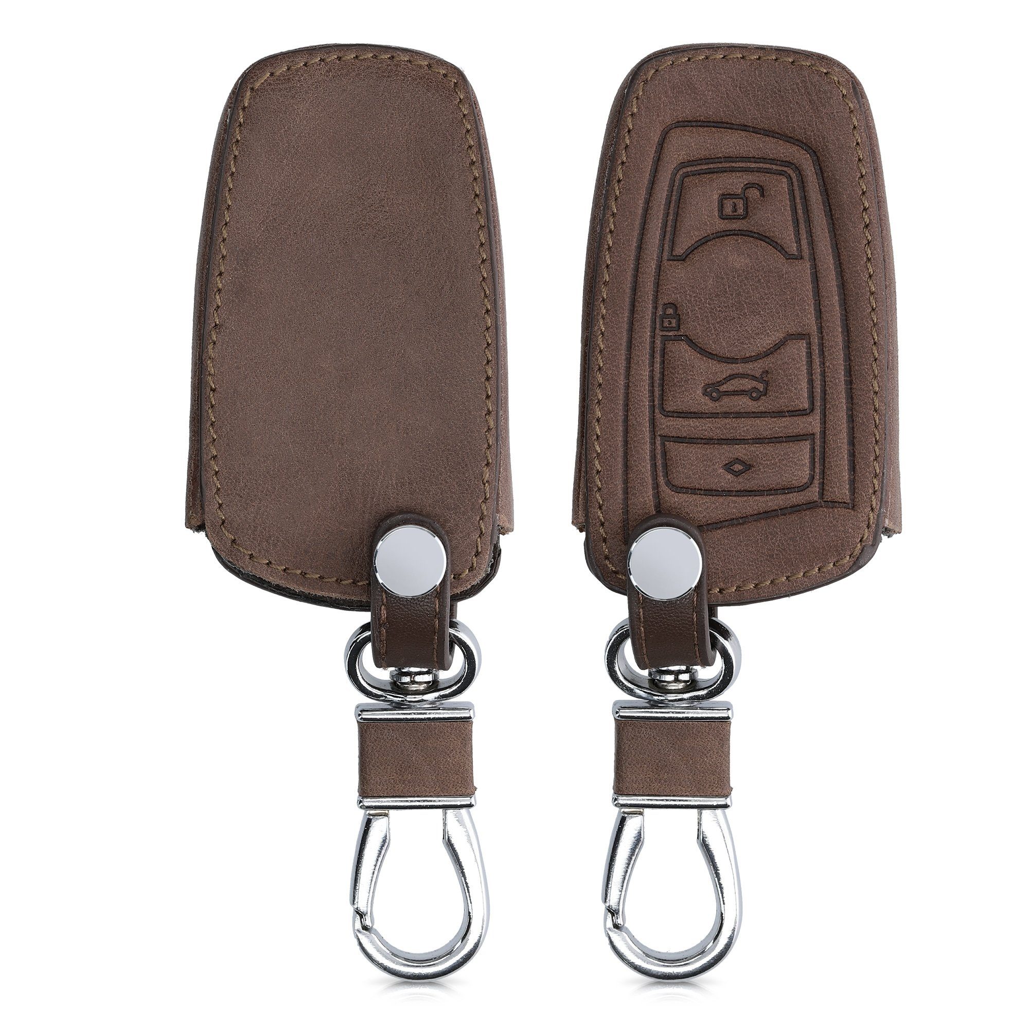 kwmobile Schlüsseltasche für Schlüssel Kunstleder BMW, Schlüsselhülle Hülle Dunkelbraun Autoschlüssel Cover Case