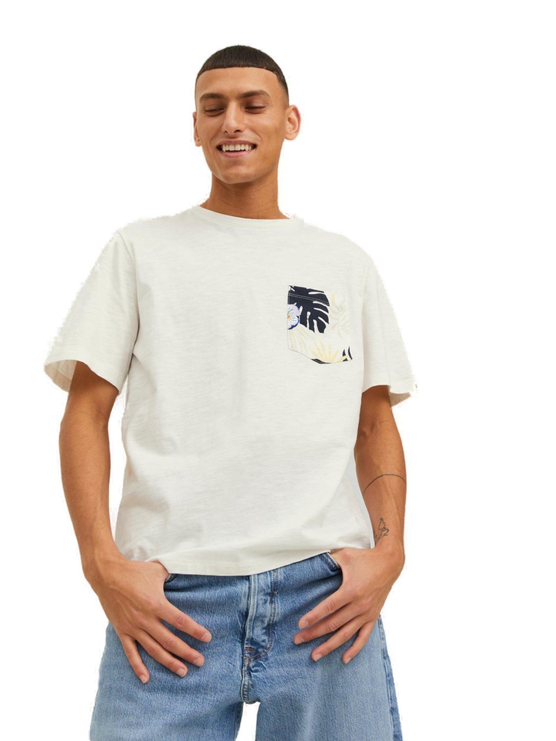 Jack & Jones T-Shirt JORTULUM POCKET (1-tlg) aus Baumwolle Cloud Dancer 12235290