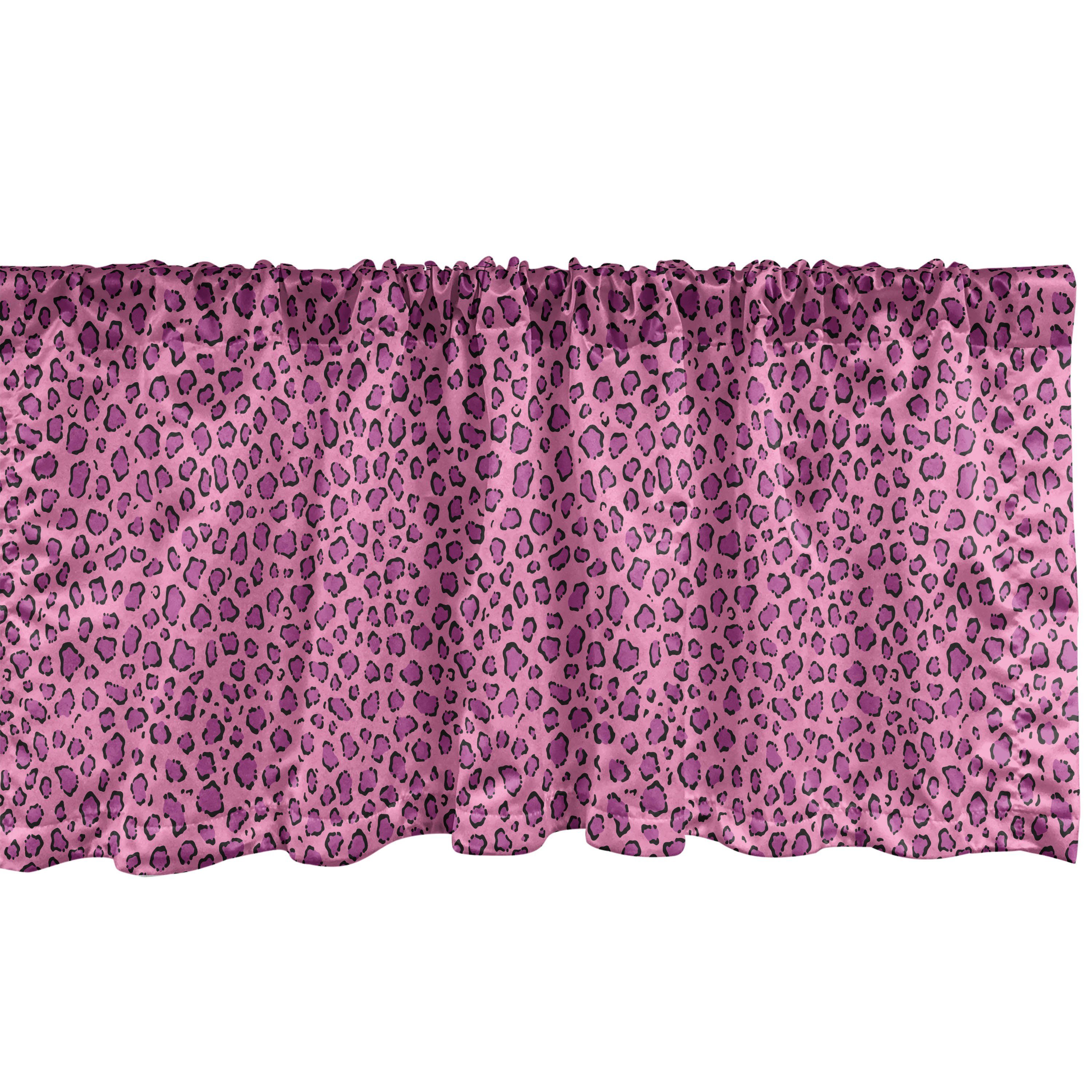 Scheibengardine Vorhang Volant für Küche Schlafzimmer Dekor mit Stangentasche, Abakuhaus, Microfaser, Safari Leopard-Haut-Spots Pattern