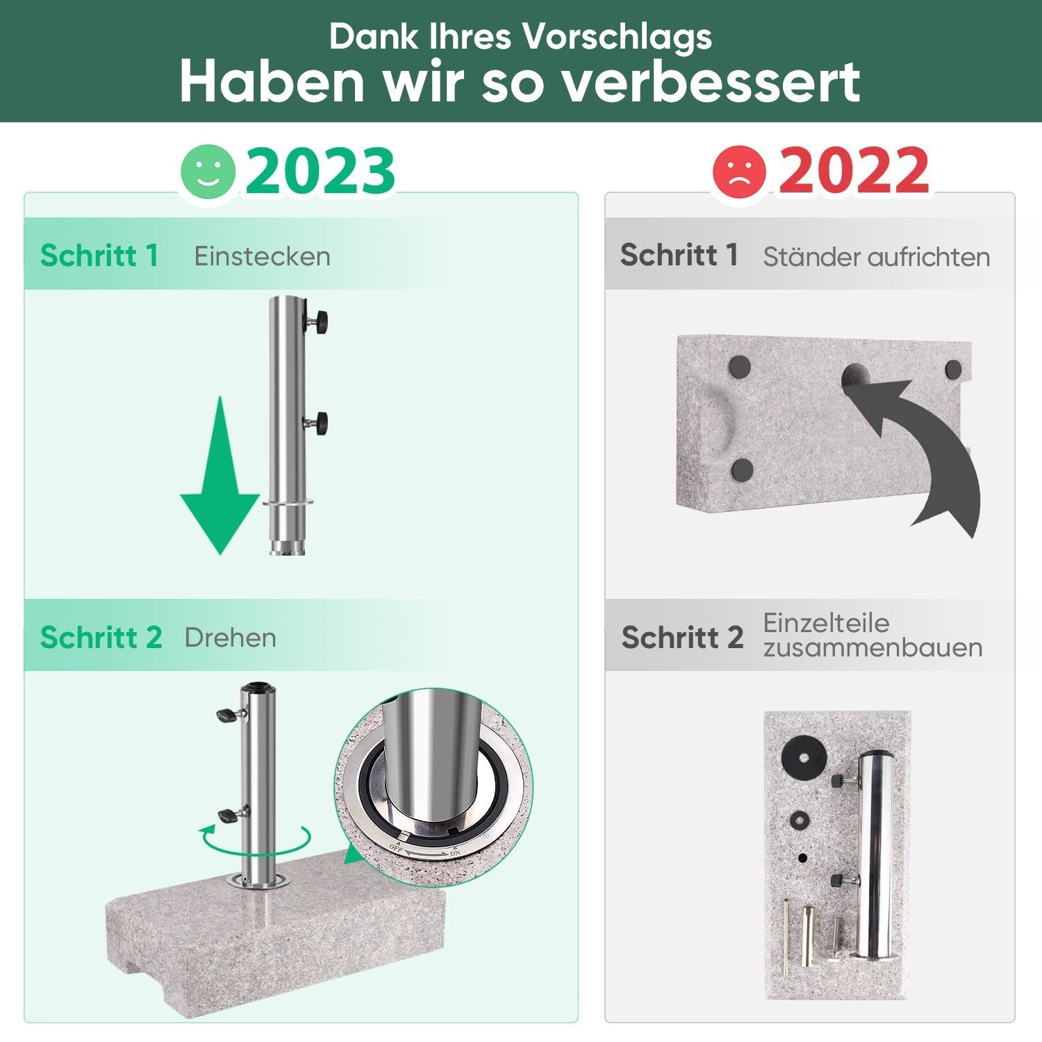 Sekey Betonschirmständer 25kg Schirmhalter Granit Balkonschirmständer günstig online kaufen