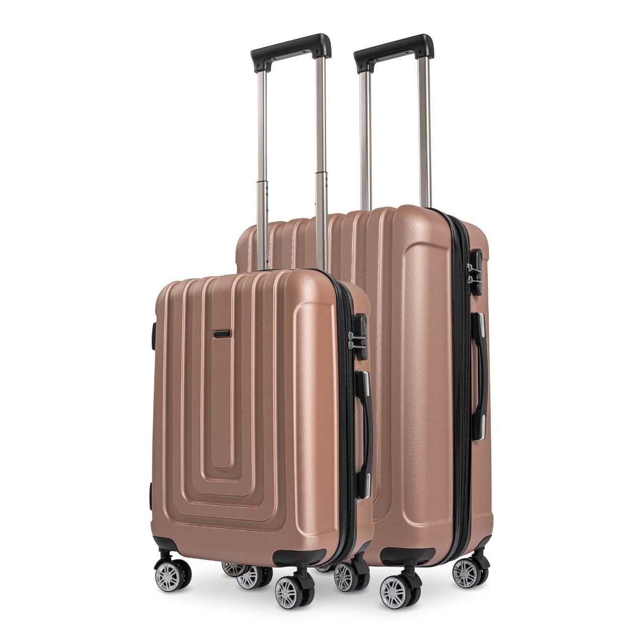 Sparsando Koffer SPARSET Checkin-Trolley(50cm) + große Koffer(67cm) Reisekoffer, 4 Rollen, Reisekoffer SET mit Alu-Rahmen, ABS & TSA Nummern-Schloss