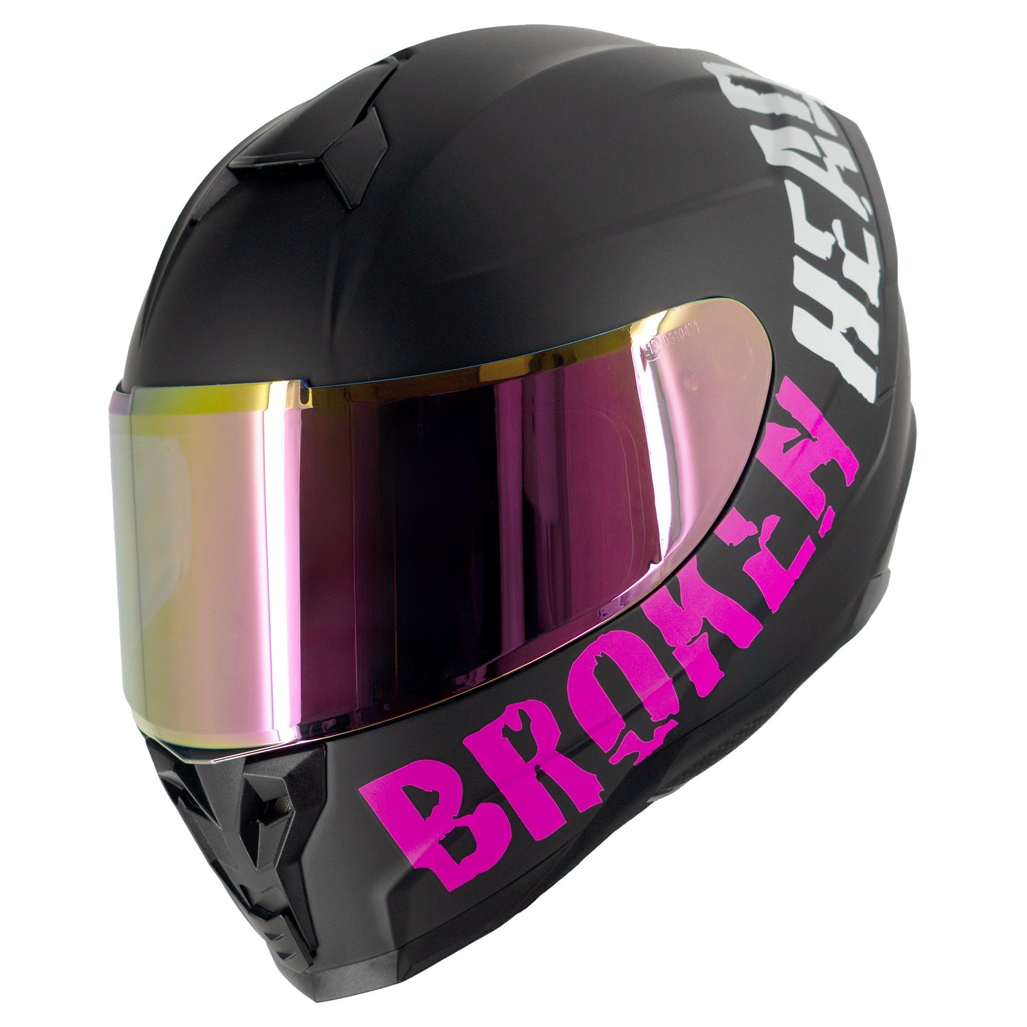Broken Head Motorradhelm BeProud Sport Pink (mit pink-verspiegeltem und klarem Visier), zwei Visiere – Bild 5 von 5