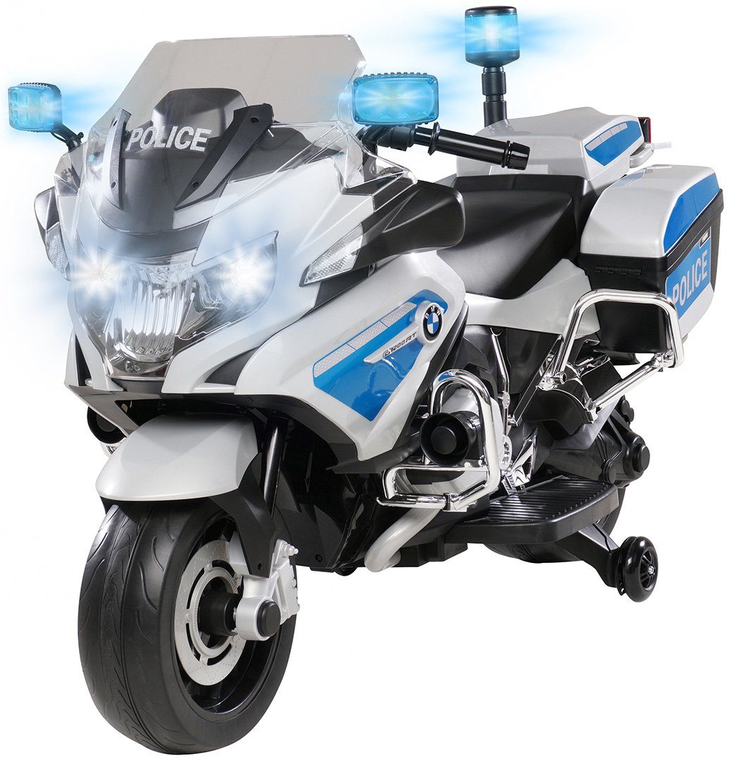 Kinder Polizei Elektrofahrzeug Elektro Akku Bike Dreirad Motorrad 9309 Schwarz 