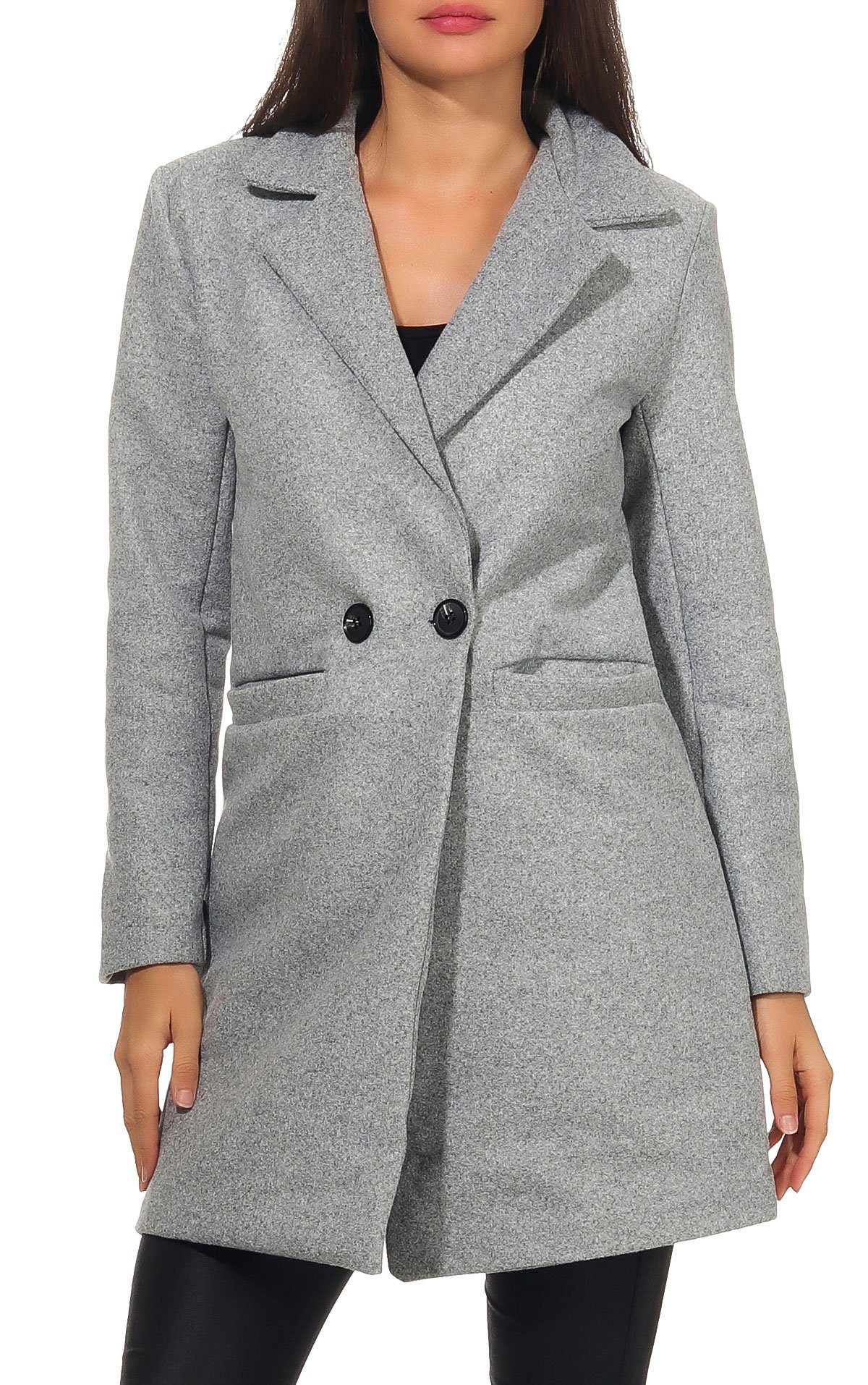 malito more than fashion Trenchcoat malito Damen Kurzmantel, edle Jacke mit Knöpfen, schicke Übergangjac Übergangsmantel mit Knopfverschluss