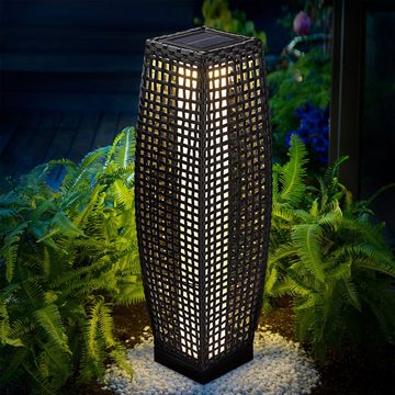 monzana LED Solarleuchte, 50 cm, LED, Warmweiß, 50cm Polyrattan LED Warmweiß Solar Wasserfest Außen Garten Balkon