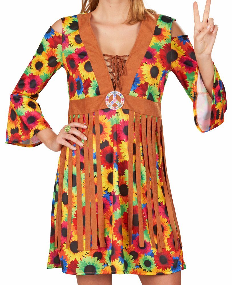 andrea-moden Kostüm Hippie Damen Kostümkleid 'Sunny' mit Fransen