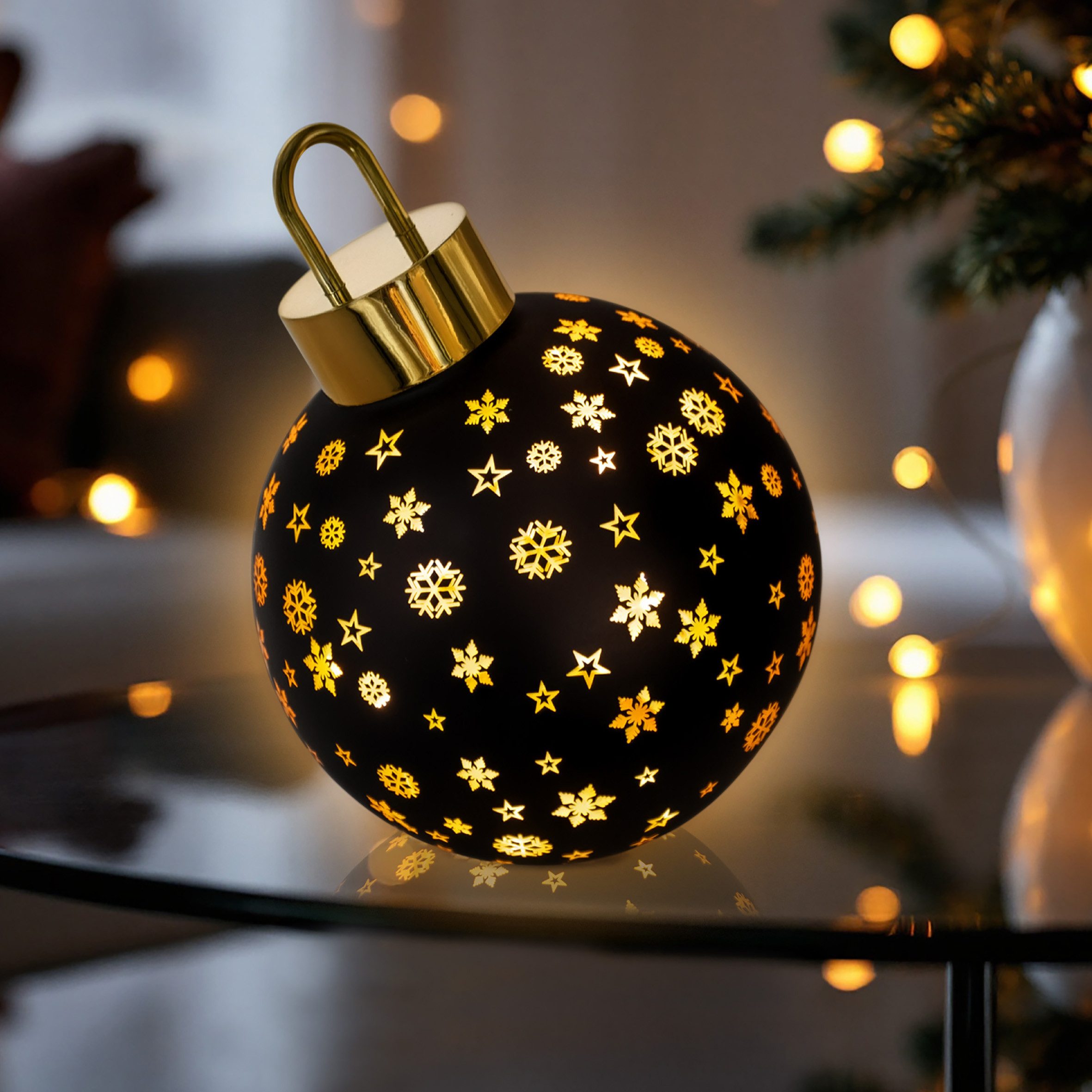 Spetebo LED-Dekofigur LED Weihnachtskugel zum Stellen matt schwarz (Anzahl, günstig online kaufen