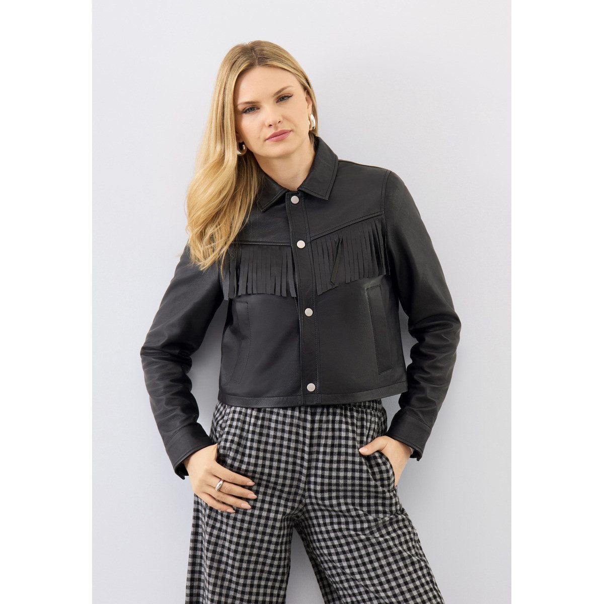 Bolongaro Trevor Lederjacke Ginny Fringe Damen Bomberjacke, Freizeitjacke, Blazer, Pufferjacke, Übergangsjacke
