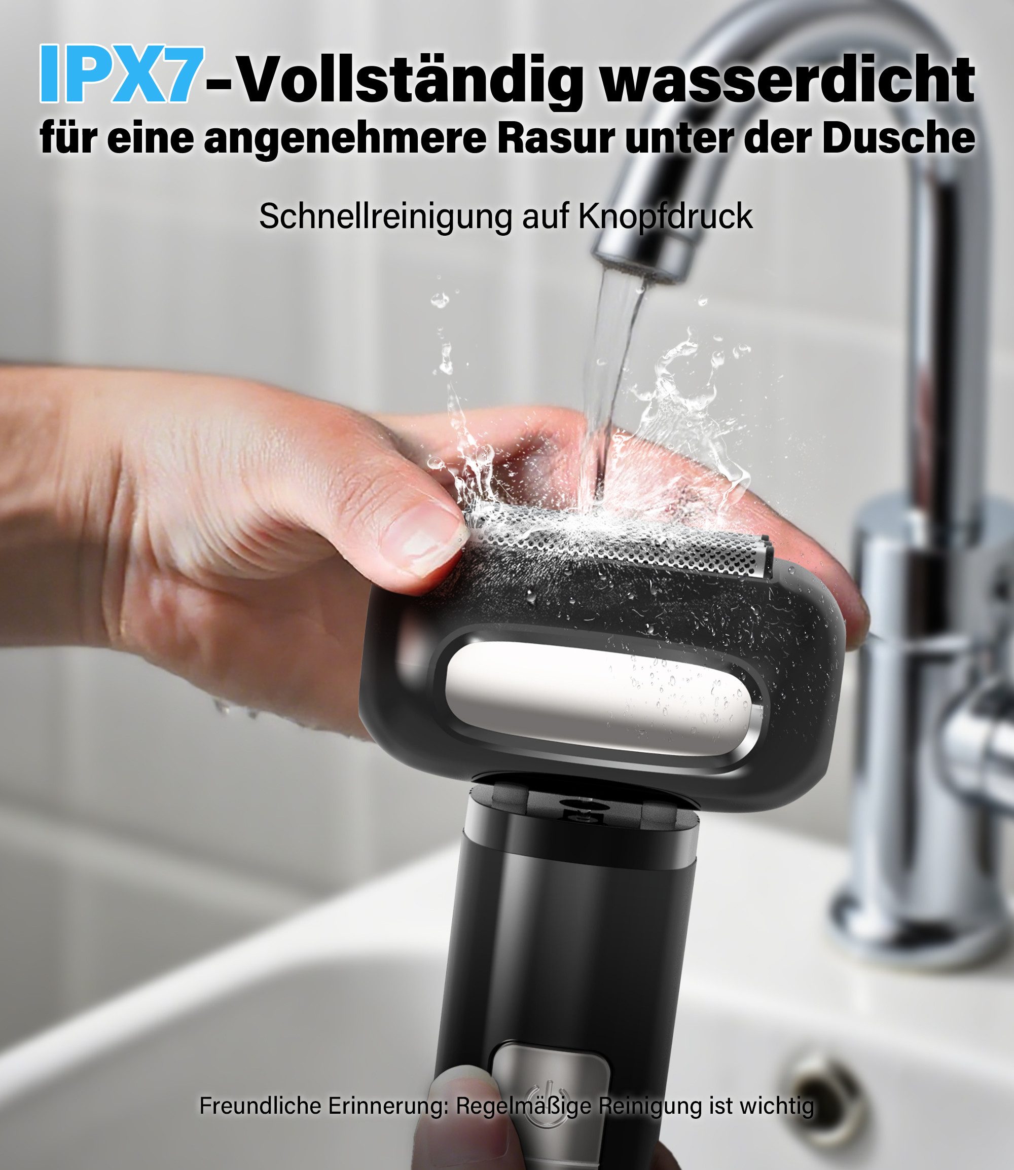 ANYSUN Elektrorasierer Rasierer Herren Elektrisch Elektrorasierer für Männer, IPX7 Waschbarer, Haartrimmer &Reinigungsburste, Wet&Dry