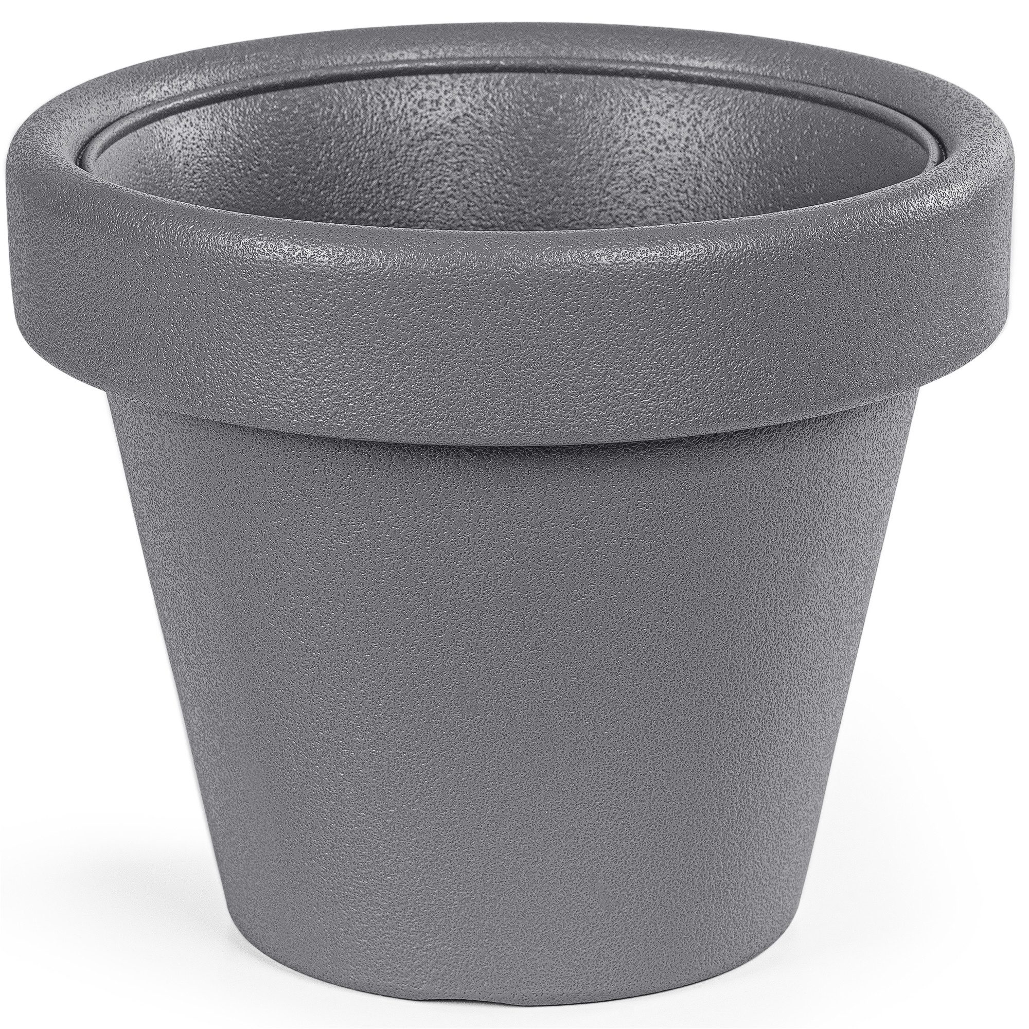 KONZEPT Übertopf aus Kunststoff in Steinoptik, Ø 30 cm, 8,5 L, Stein-Optik, Konische Form, Geprägtem Rand, 8,5 L