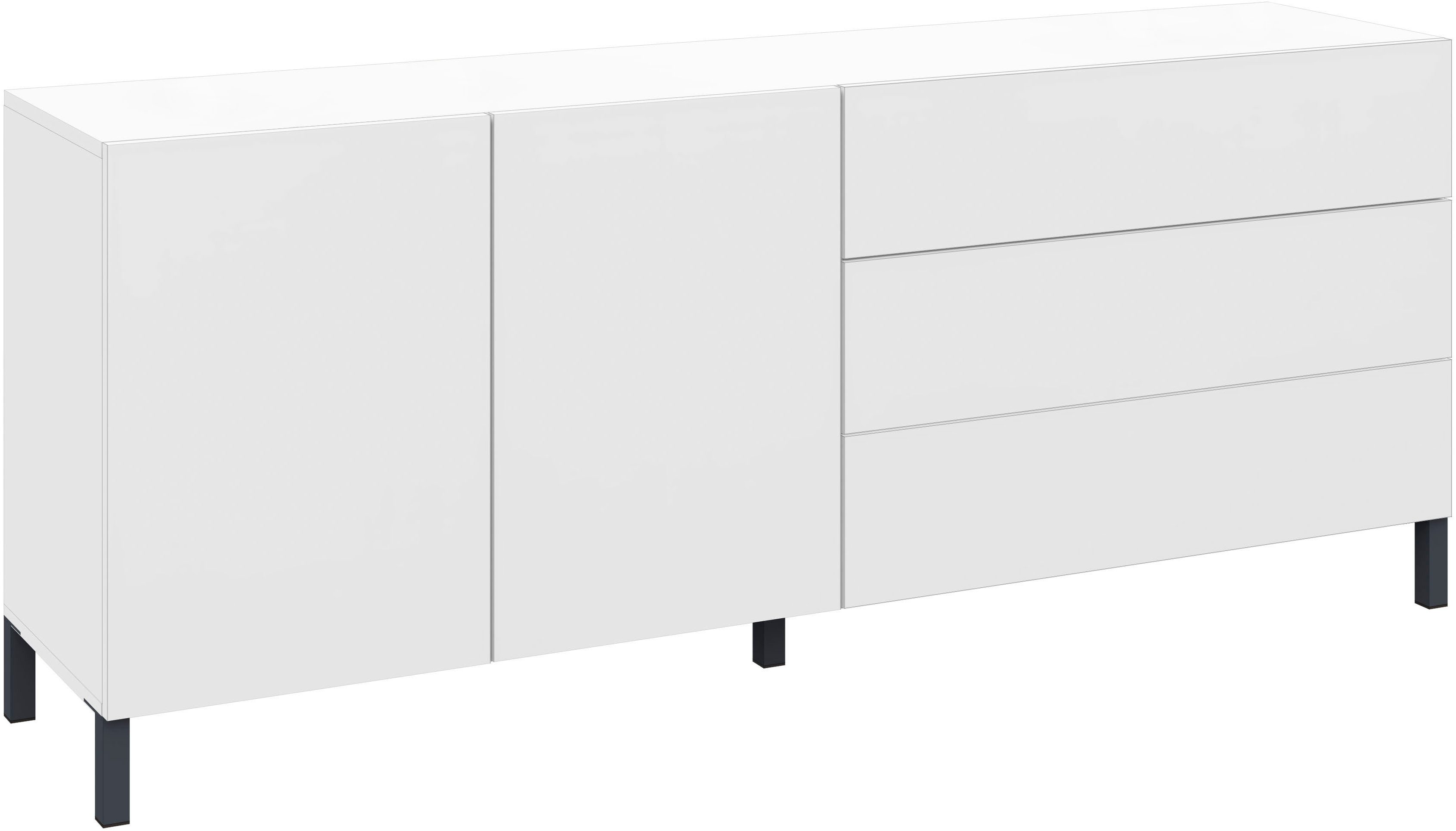 borchardt Möbel Sideboard Sophia, Kommode mit Metallfüßen, 3 Schubkästen, Breite 152 oder 190 cm, grifflose Optik, viel Stauraum, verstellbare Böden