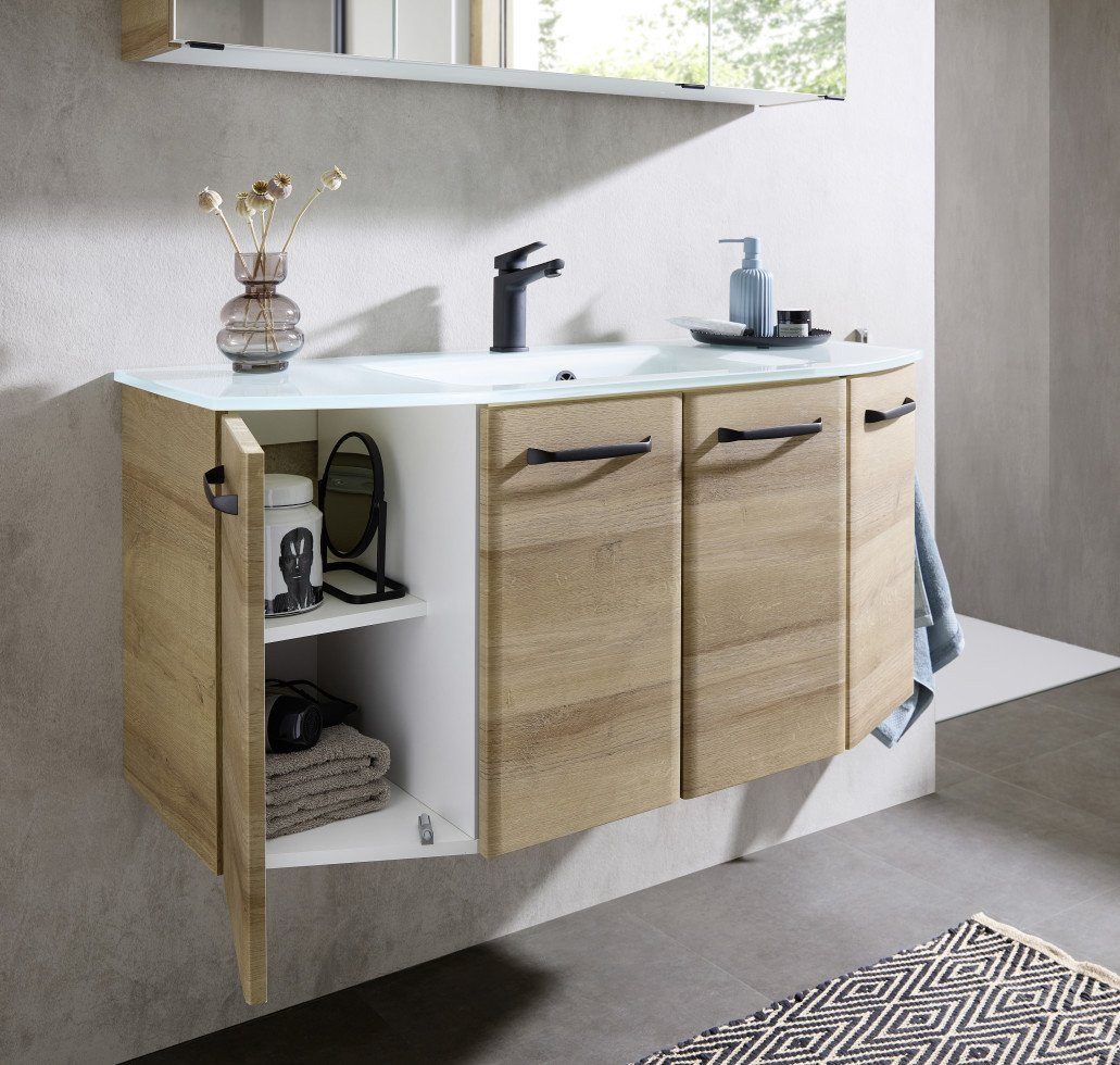 PELIPAL Badmöbel-Set Pelipal Badmöbel-Set Aachen Riviera Eiche 112 cm