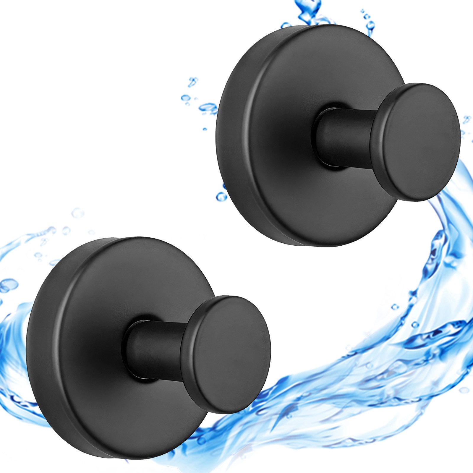 BlingBin Handtuchhaken 2/4Stück Saugnapfhaken,Saugnapf Haken,Schwarz Hooks, Badezimmer, Duschen, Türen, (2 Stück, 2-St., Edelstahl Wasserdicht Saughalter), für Badezimmer Küche Glatte Fenster Wand Glas