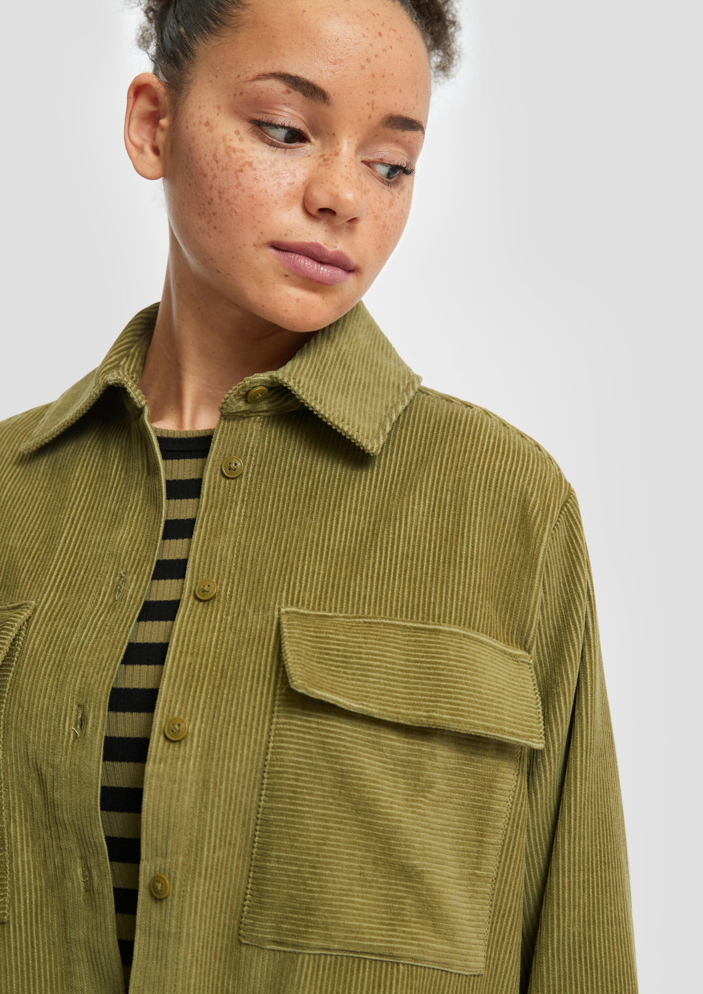 QS Langarmbluse Cord-Overshirt mit Brusttaschen günstig online kaufen