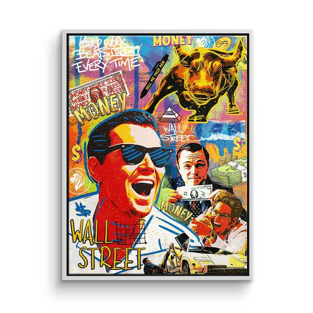 Street Street Pop Art Rahmen weißer Wall Wolf of Belford DiCaprio Lifestyle, Jordan Leinwandbild Leinwandbild DOTCOMCANVAS® Wall