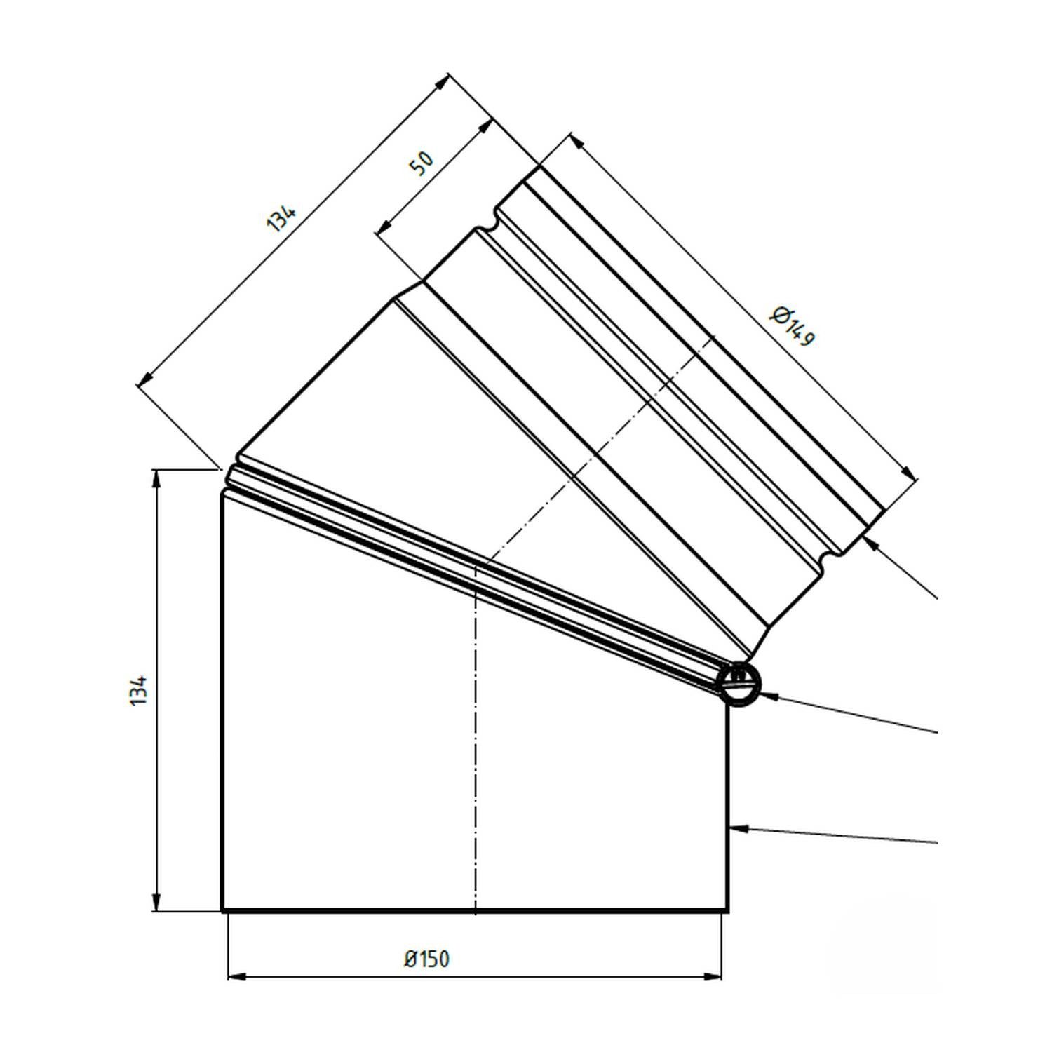 Raik Ofenrohr Raik Bogen 150/0-45° 2,00mm eingezogen drehbar 2-tlg grau für Ofenrohr, Bogen