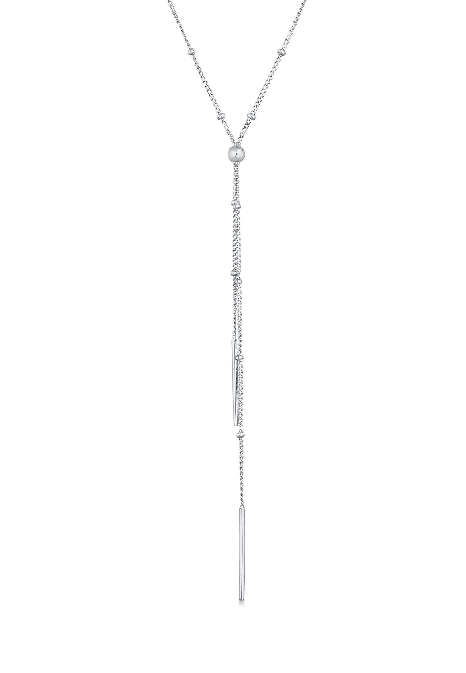 Valentinstagsgeschenk Elli Kette ohne Anhänger Y-Kette Kugel Stab Minimal 925 Silber, silberfarben, Silber