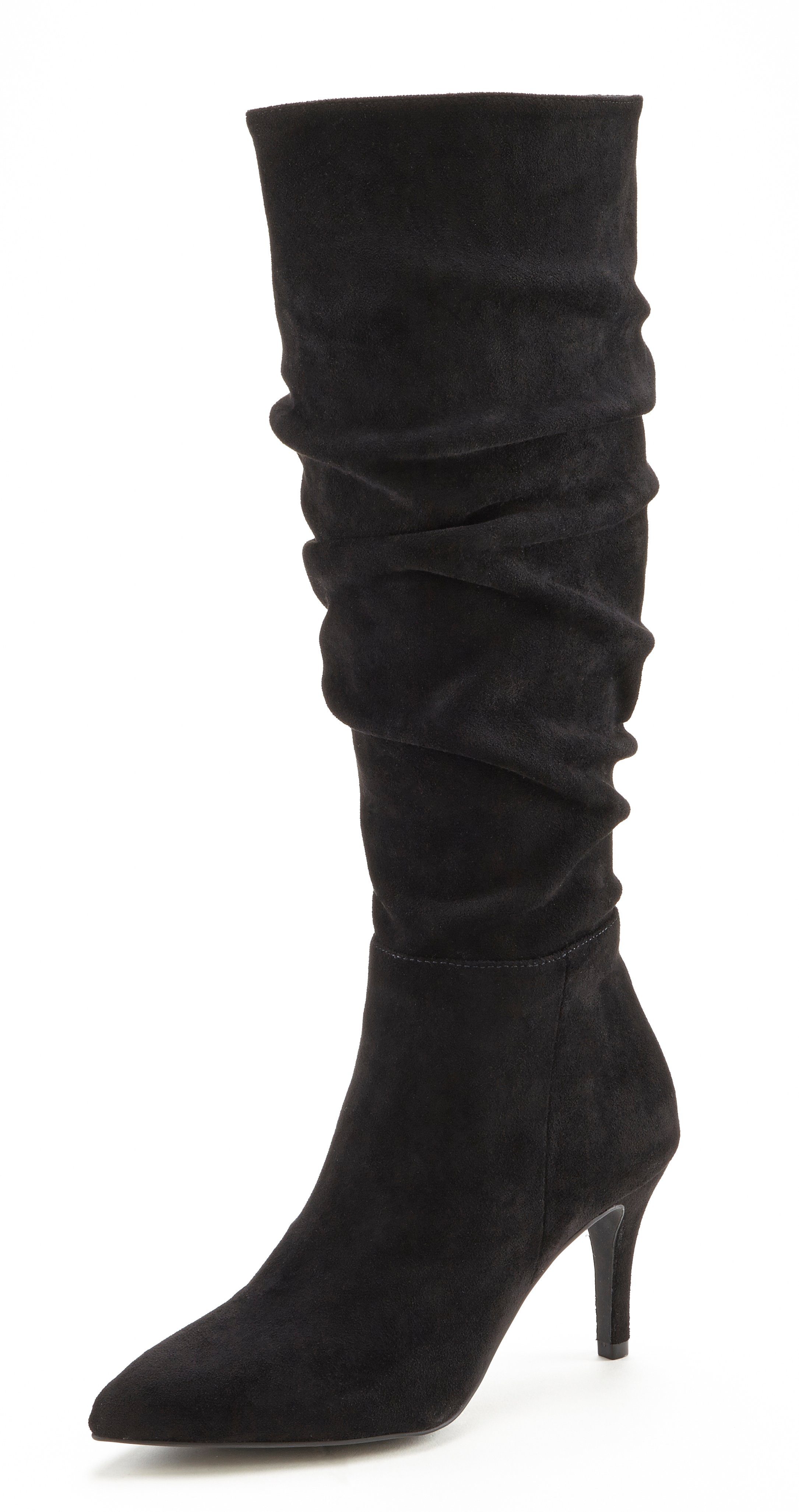 LASCANA Langschaft, High-Heel Stiefelette, Slouchy Boots, Stiefel, Reißverschlussstiefel mit elegant modischer Raffung