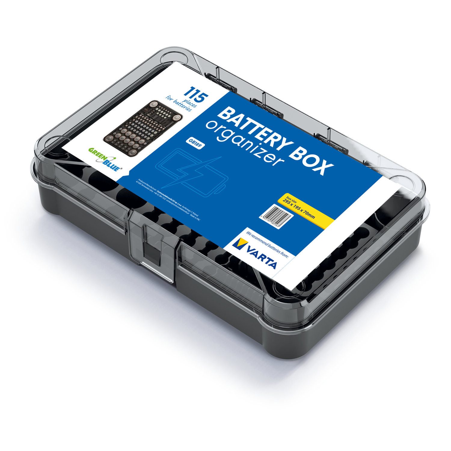 GreenBlue Batteriebox KBB03 (1 St), Batterie-Organizer, 115 Batterieplätze