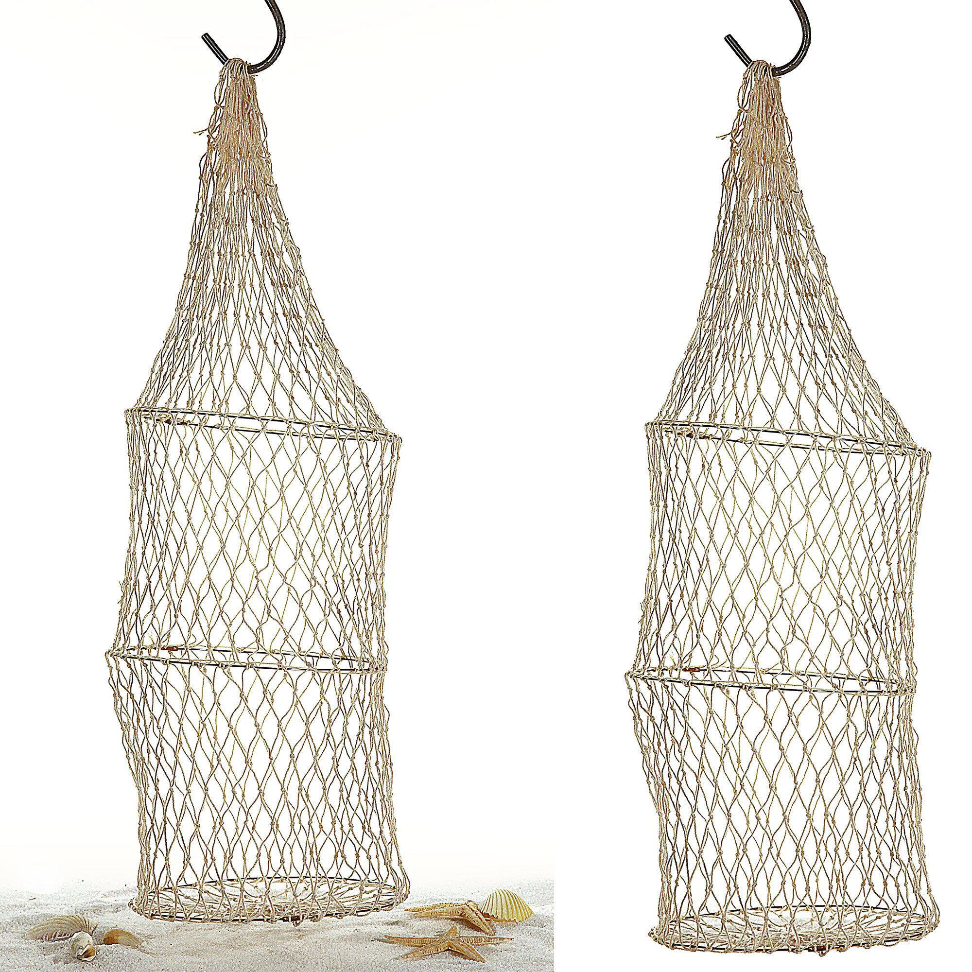 CEPEWA Fischreuse Deko Reuse 3 Кольца Baumwolle Metall 15x50cm Zylinder-Reuse