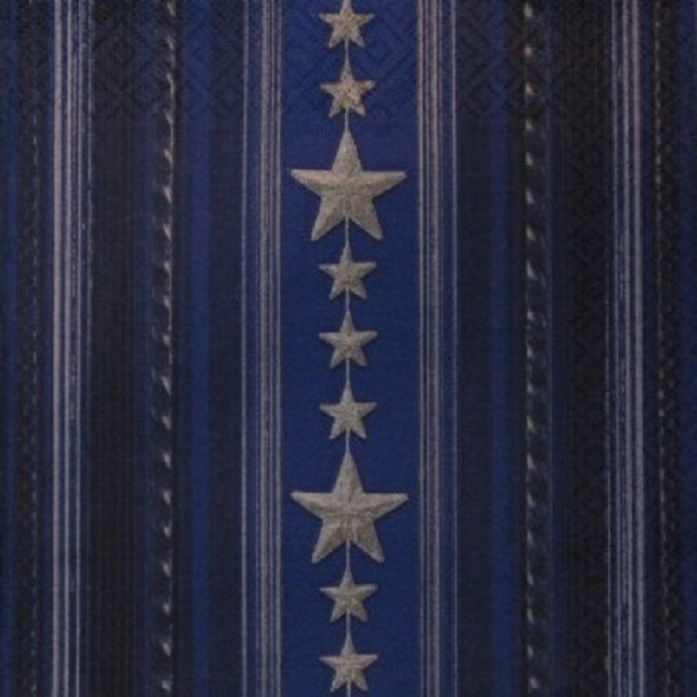 Paper+Design Papierserviette 20 LUNCH SERVIETTEN 33x33cm. STERNE u. STREIFEN blau