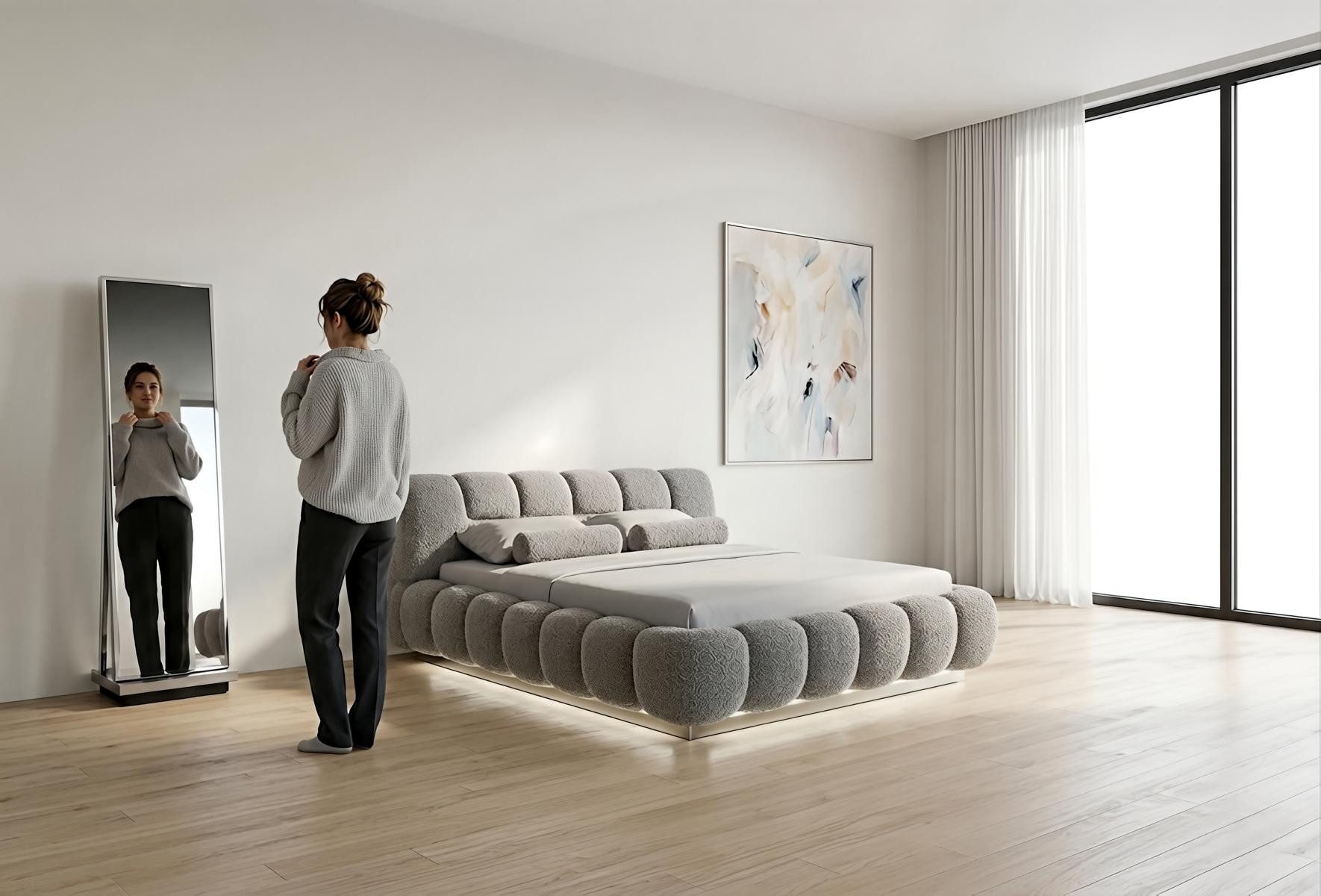 JVmoebel Standspiegel Ganzkoerperspiegel Modern Silber Edel Luxus Design Flur Ankleidezimmer, Made in Europa