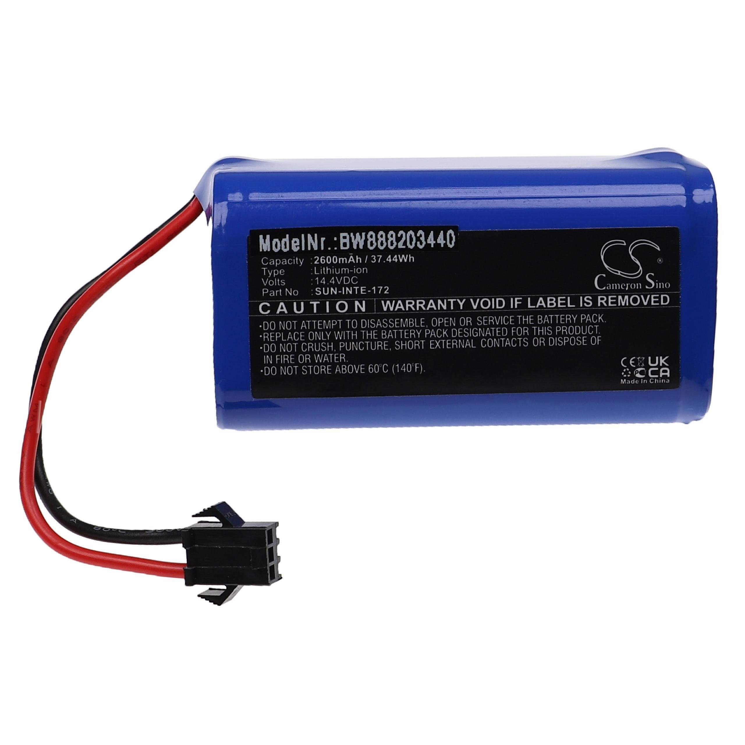 vhbw Staubsauger-Akku passend für Tesvor V300, X500, X500 Pro, M1, N1, S3, S6 Turbo, T8, V6, X580 Saugroboter (2600mAh, 14,4V, Li-Ion) 2600 mAh