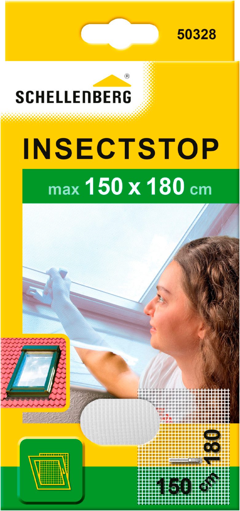 SCHELLENBERG Fliegengitter-Gewebe für Dachfenster mit Reißverschluss, (Set, 1-St), Insektenschutz ohne bohren, 150 x 180 cm, anthrazit und weiß
