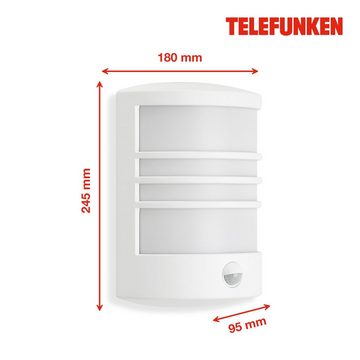 Telefunken LED Außen-Wandleuchte 315506TF, LED fest verbaut, Neutralweiß, Außenleuchte IP44 Bewegungsmelder 24,5x18x9,5cm