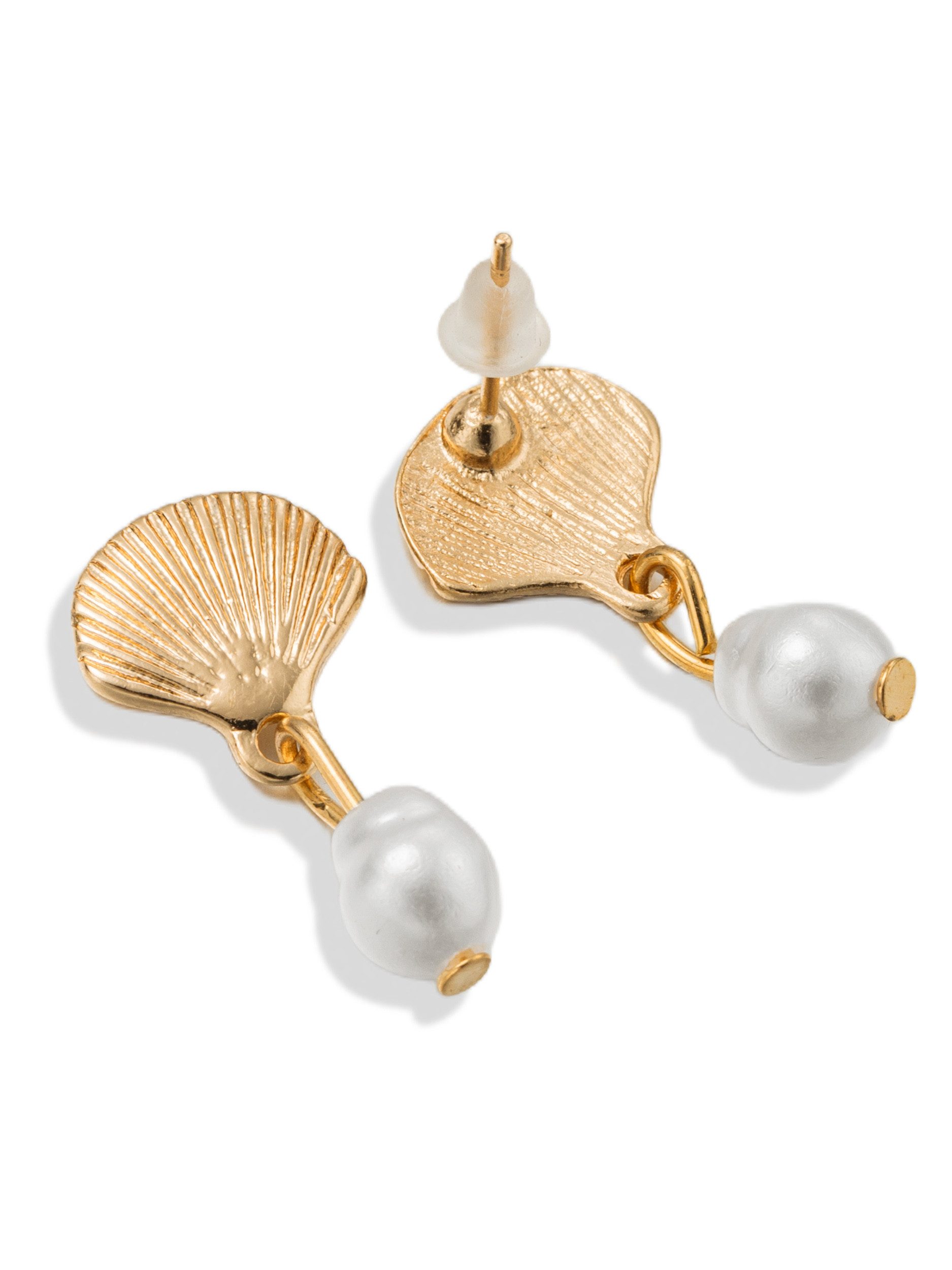 Aniston JEWELRY & WATCHES Paar Ohrstecker Schmuck Geschenk Edelstahl Ohrringe Muschel-Optik mit Zierperlen, Made in Germany - mit Perle (imitiert)