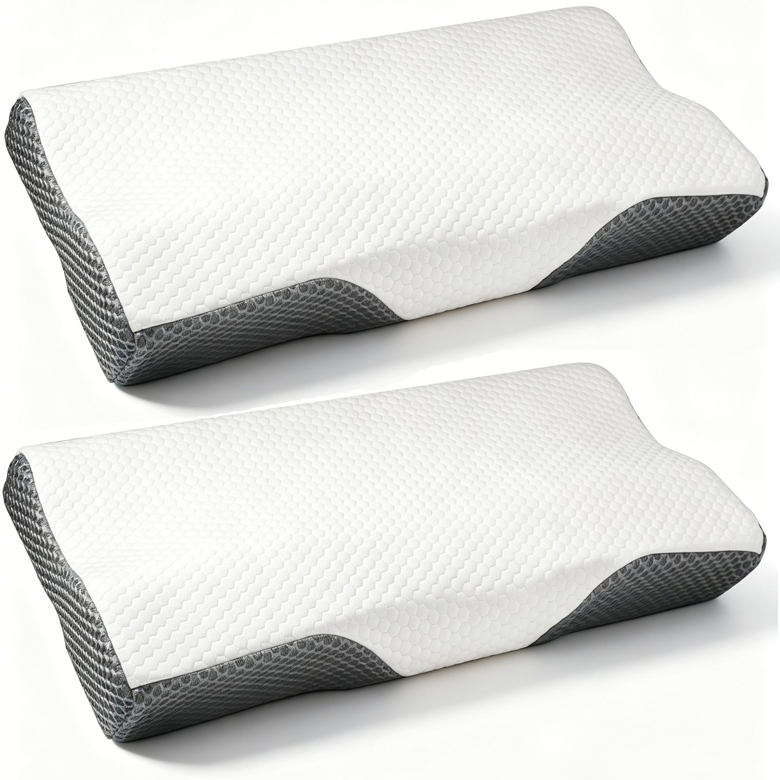 Esun Kopfkissen Orthopädisches Nackenkissen, Nackenstützkissen Seitenschläferkissen, Füllung: 100% Memory Foam, Set, atmungsaktiv und weich Ergonomisches Nackenstützkissen, Ergonomisches Kopfkissen