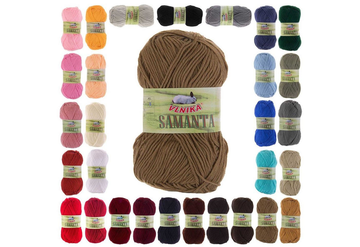 Thumbnail - VLNIKA 10 x 50g Strickgarn Samanta Häkelwolle, 145 m, 26 braunbeige