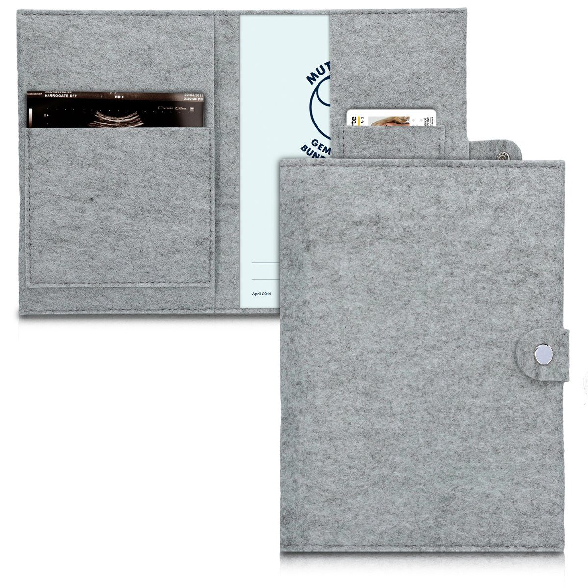 kwmobile Mutterpass-Hülle Mutterpasshülle aus Filz, Hülle für deutschen Mutterpass mit extra Fächern - Cover in
