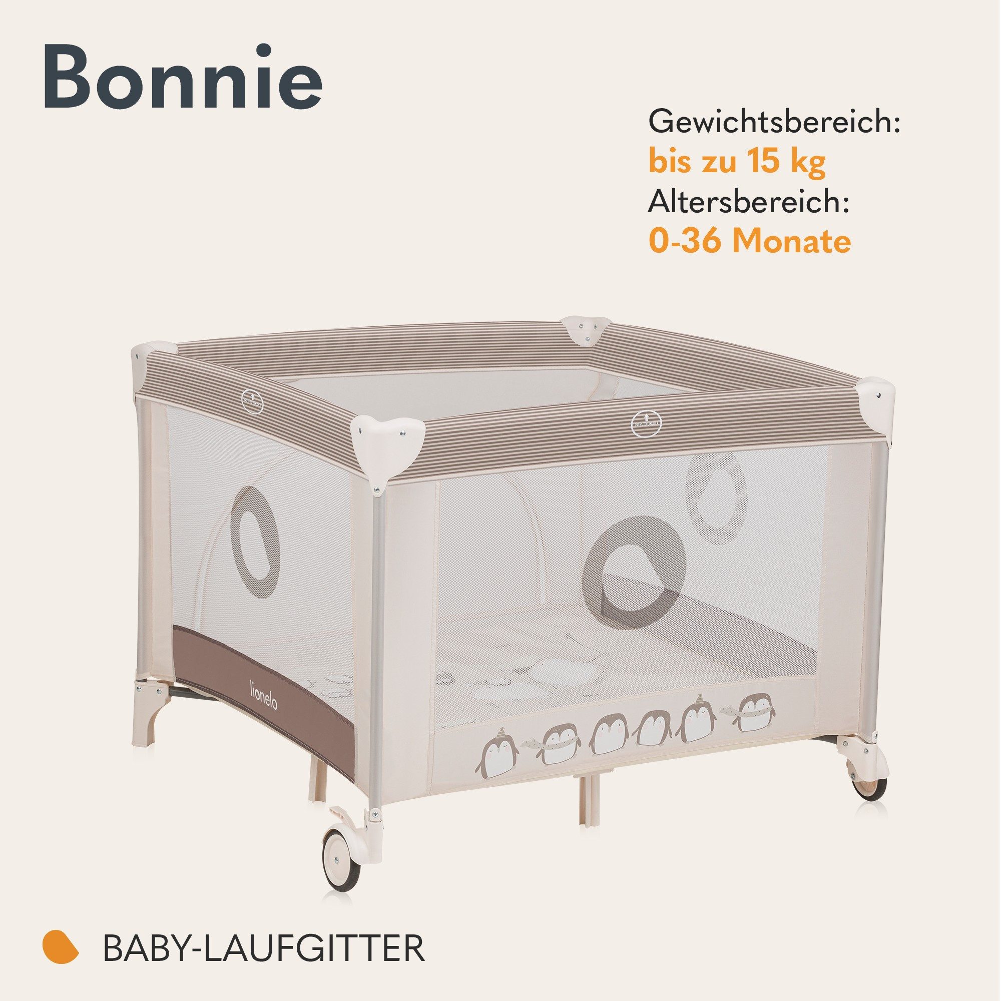lionelo Laufgitter BONNIE (Set), Große Fläche, Seiteneingang, leicht klappbar, Transporttasche – Bild 2 von 5