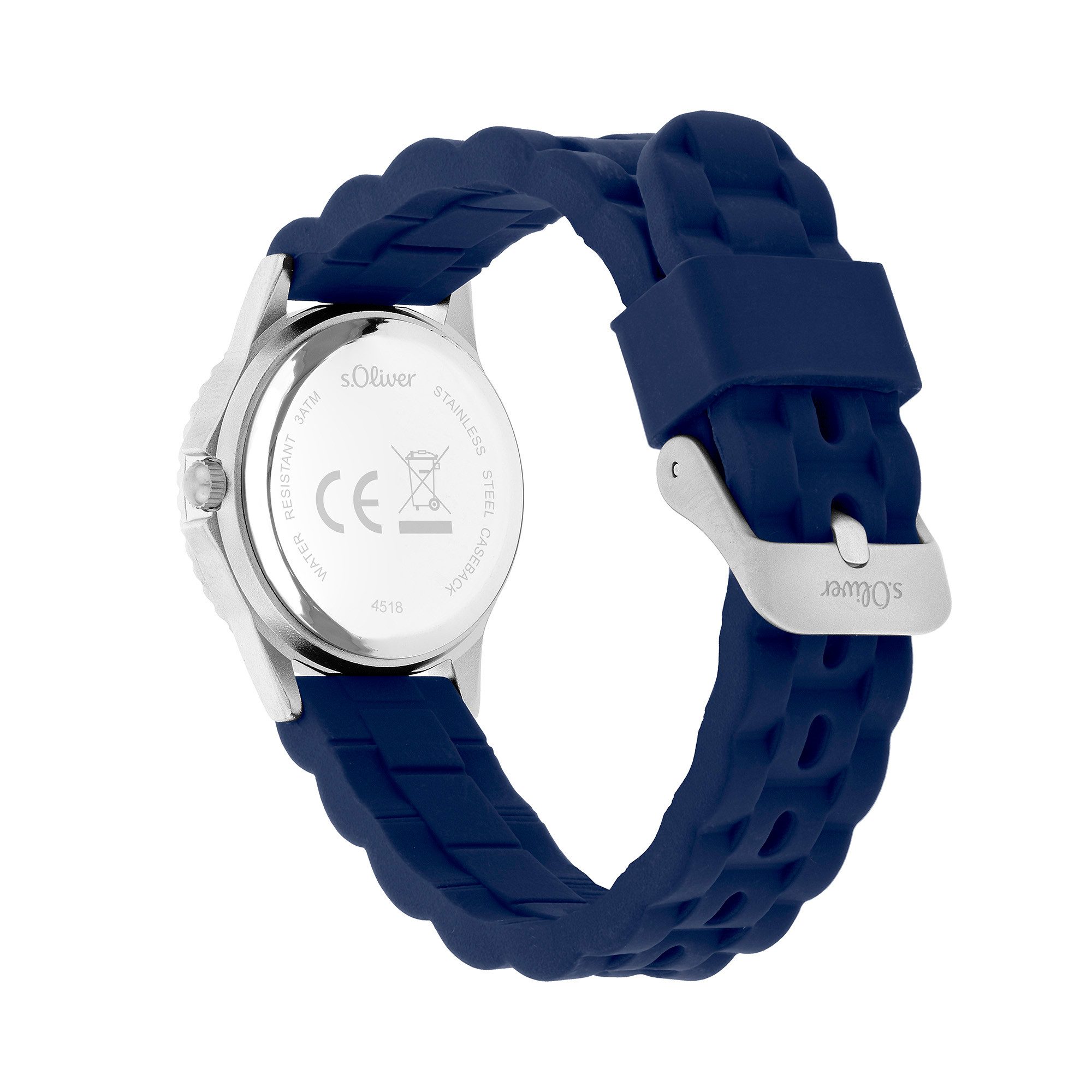 s.Oliver Quarzuhr The Happy Time SO-4518-PQ, Armbanduhr, Silikonarmband, Kinderuhr, Mädchen, Junge, analog