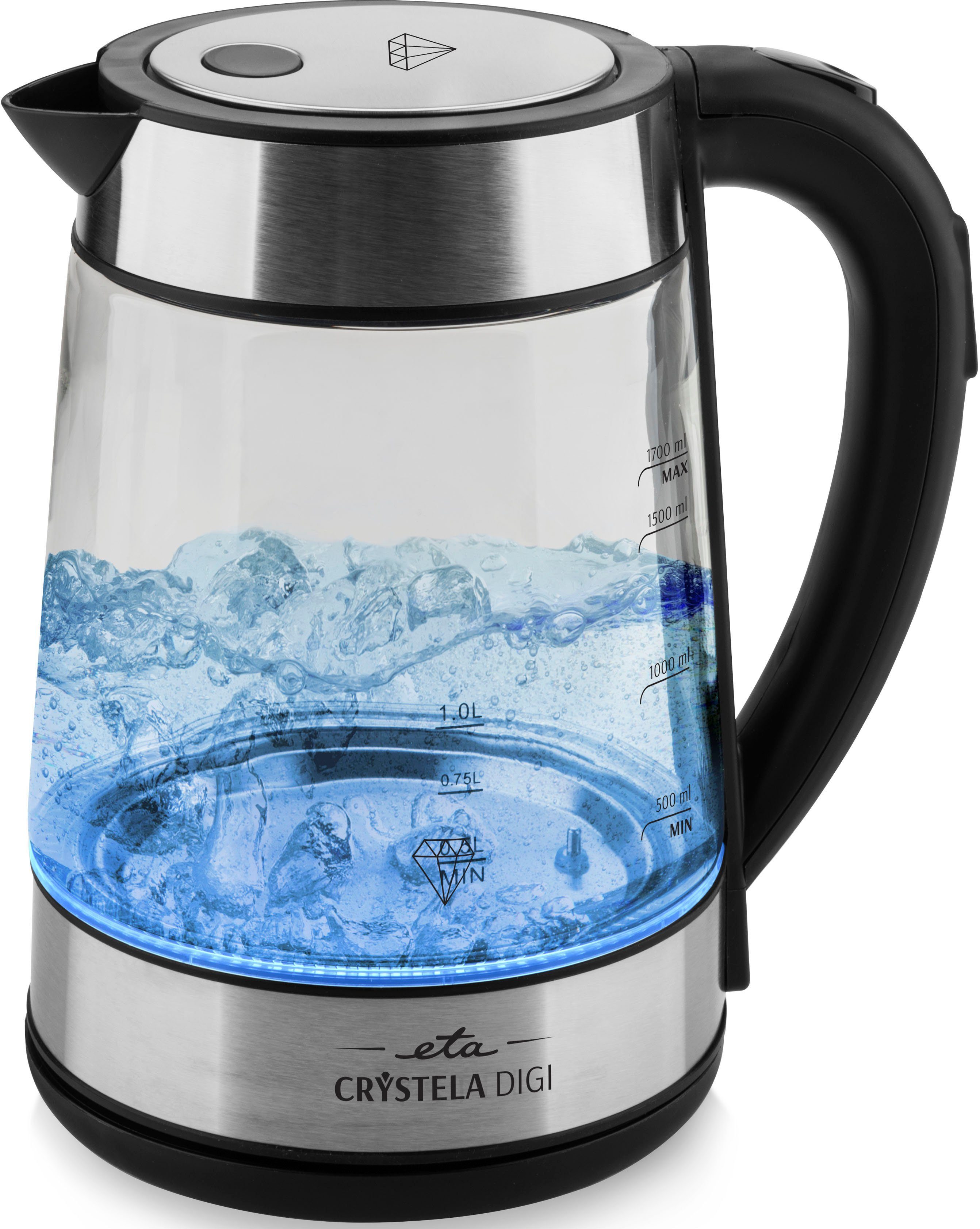 eta Wasserkocher CRYSTELLA Digi ETA715390000, 1,7 l, 2200 W, Einstellbarer Temperatur 50, 70, 80, 90, 100 °C