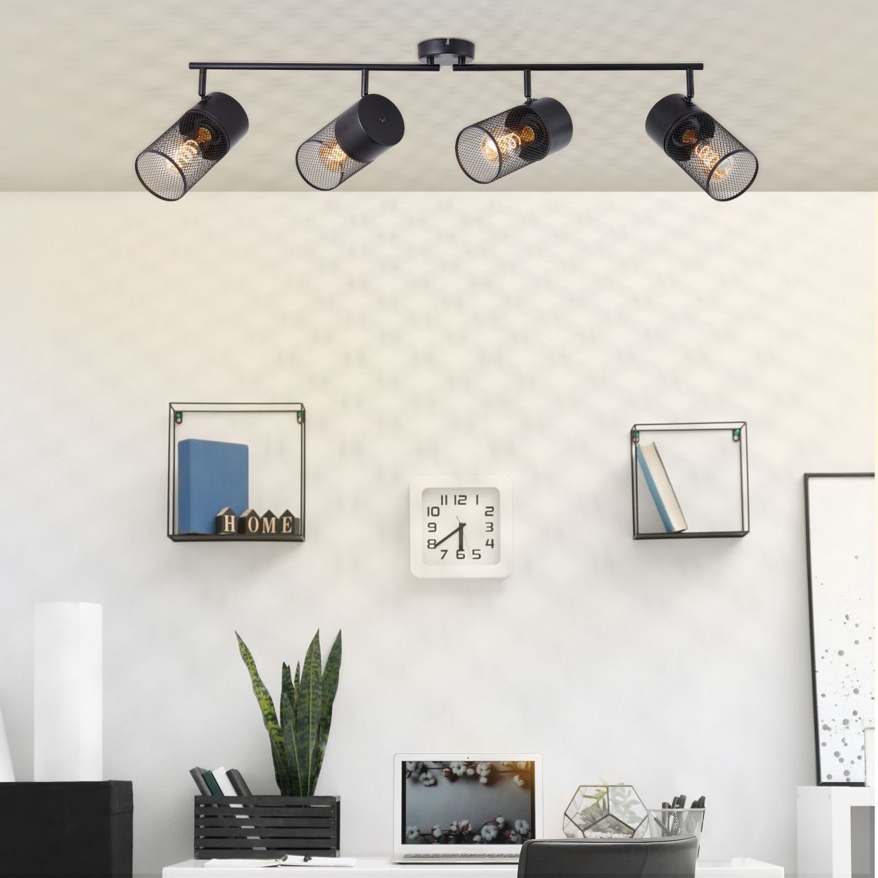 Brilliant Deckenstrahler Kamolo, ohne Leuchtmittel, 25 cm Höhe, E27, schwenkbar, Metall, schwarz matt