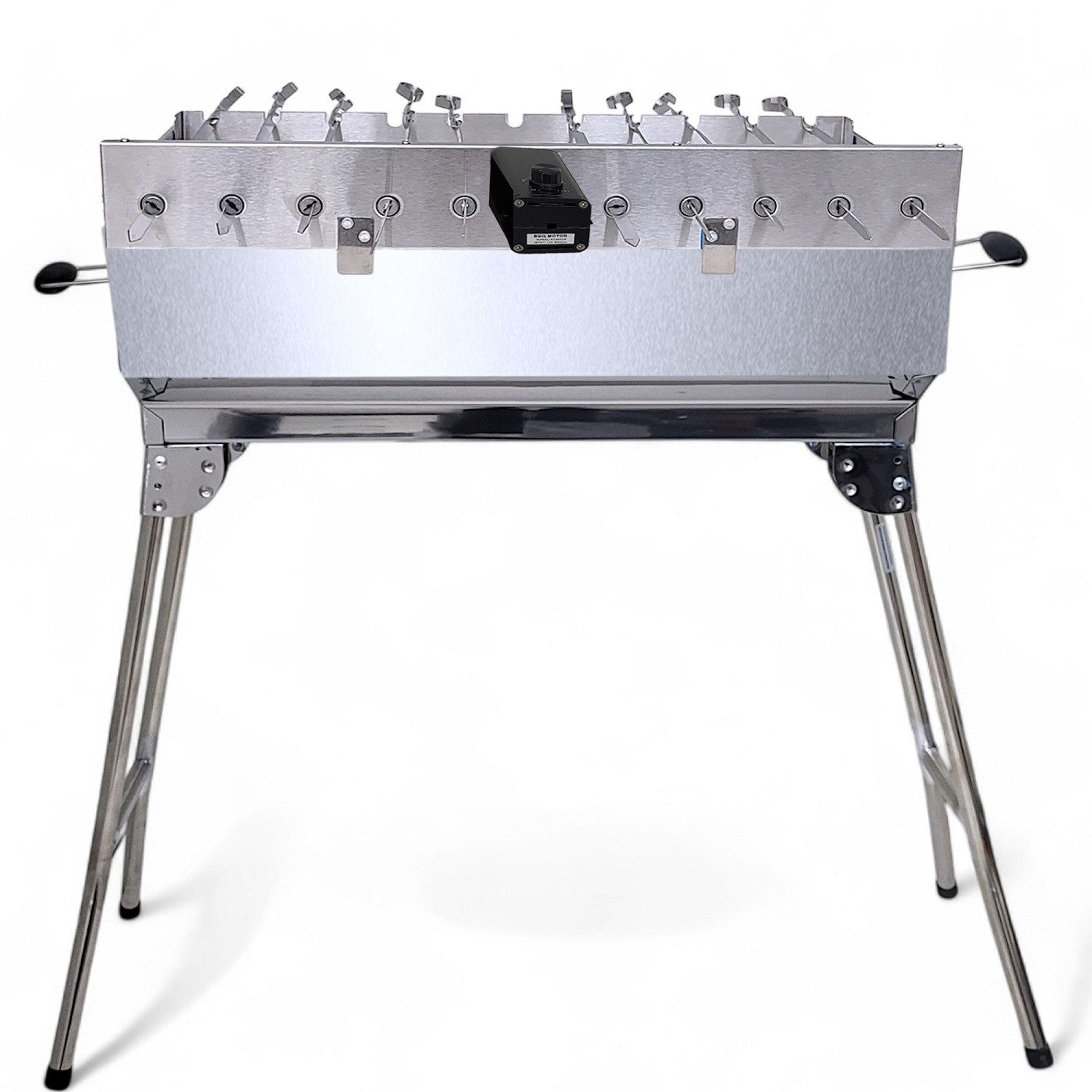 Grillpeter Holzkohlegrill Mangal Kairat Schaschlik Grill mit Drehspieß Alumotor 230V 11 Spieße